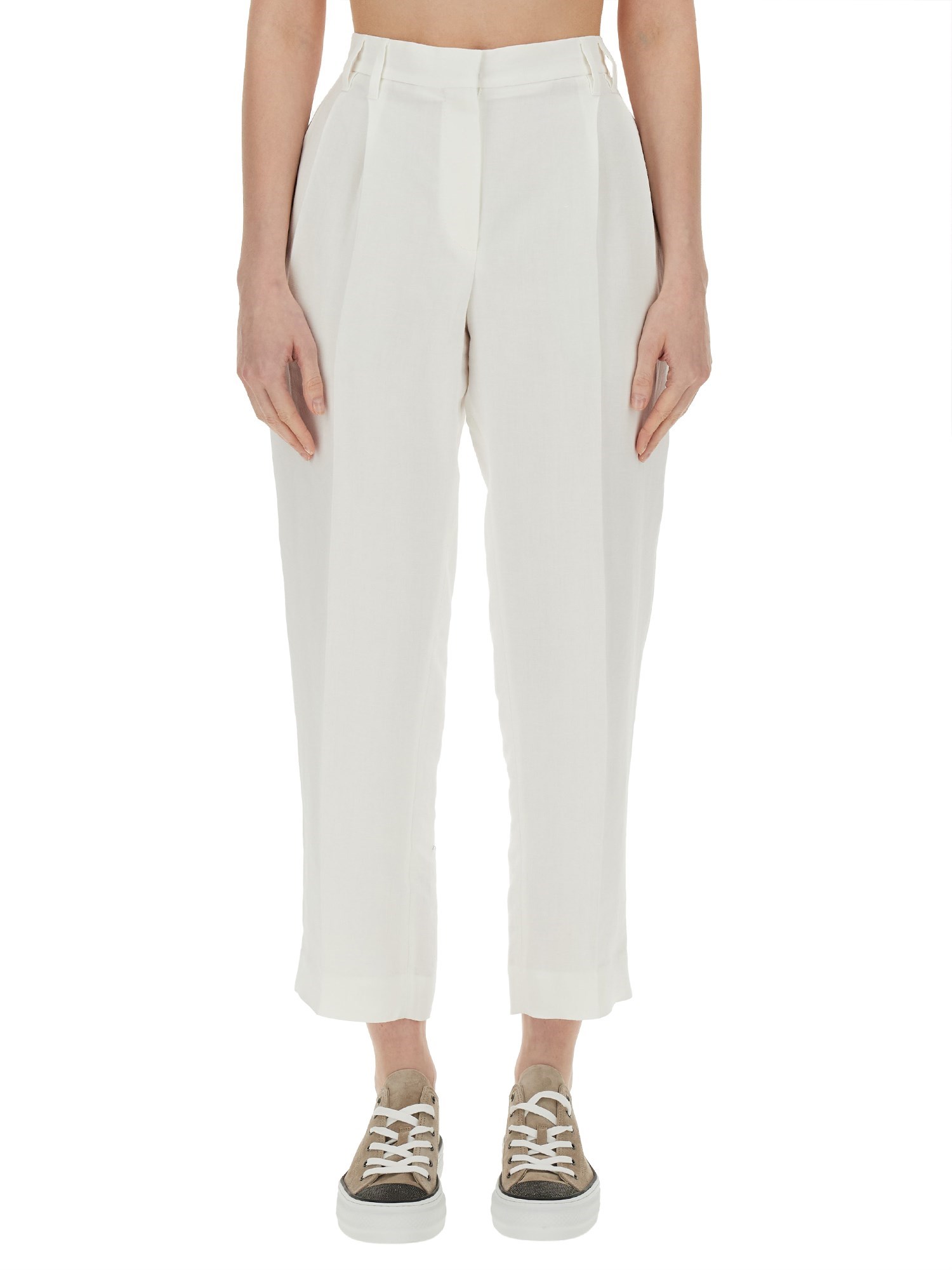 Shop Brunello Cucinelli Slouchy Pants In White