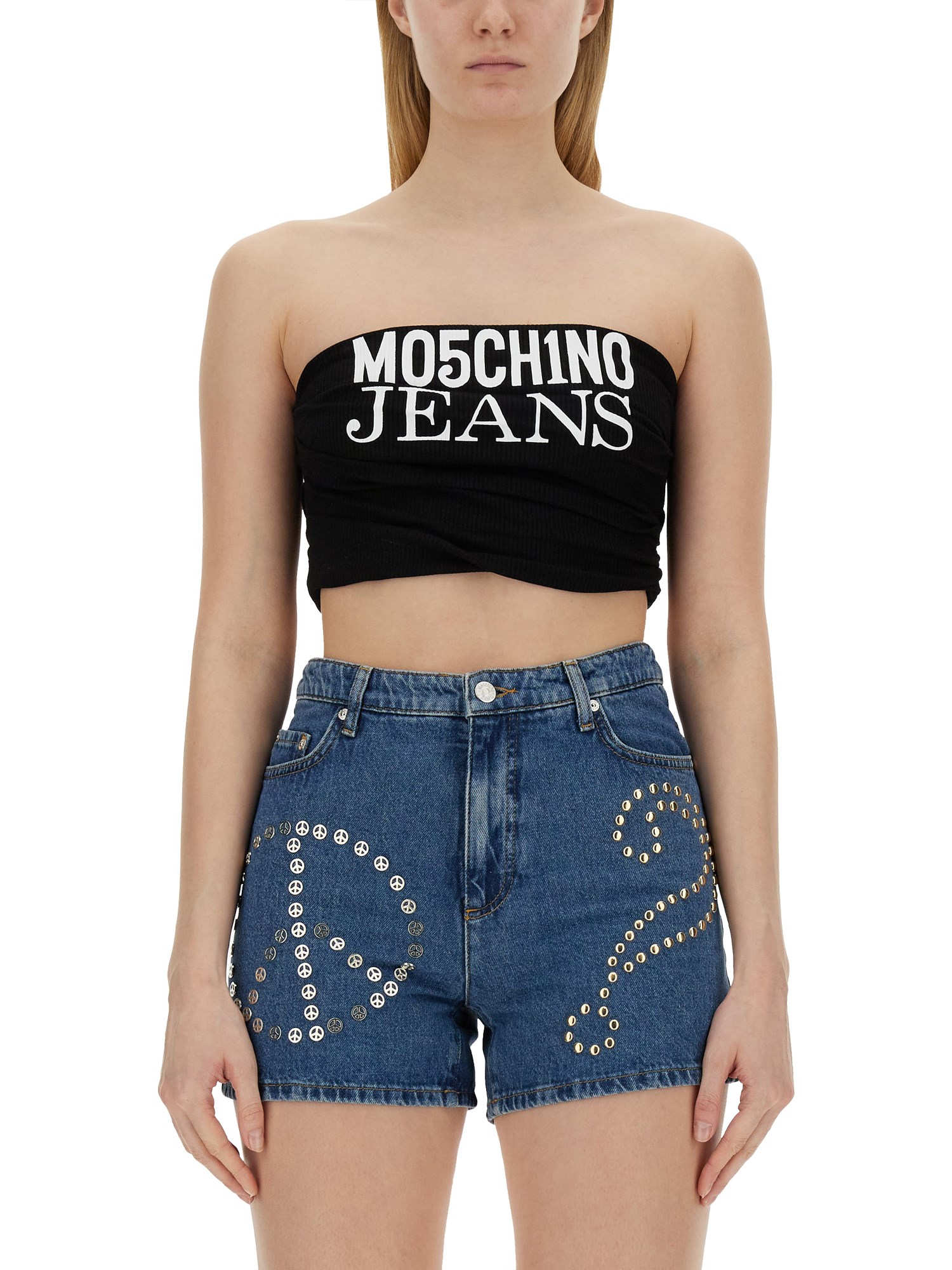 moschino jeans tops with logo