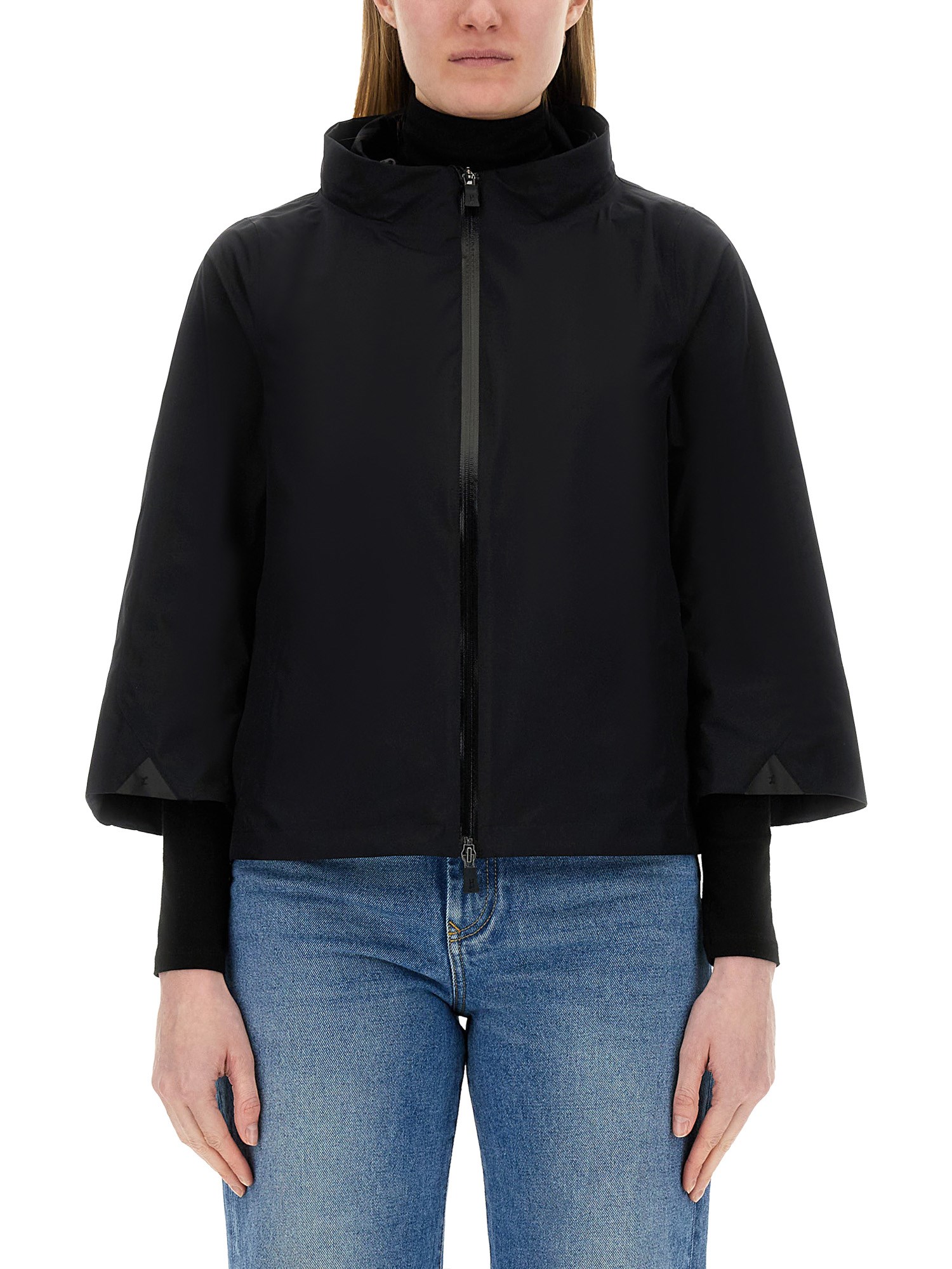 Herno Hooded Cape In Black