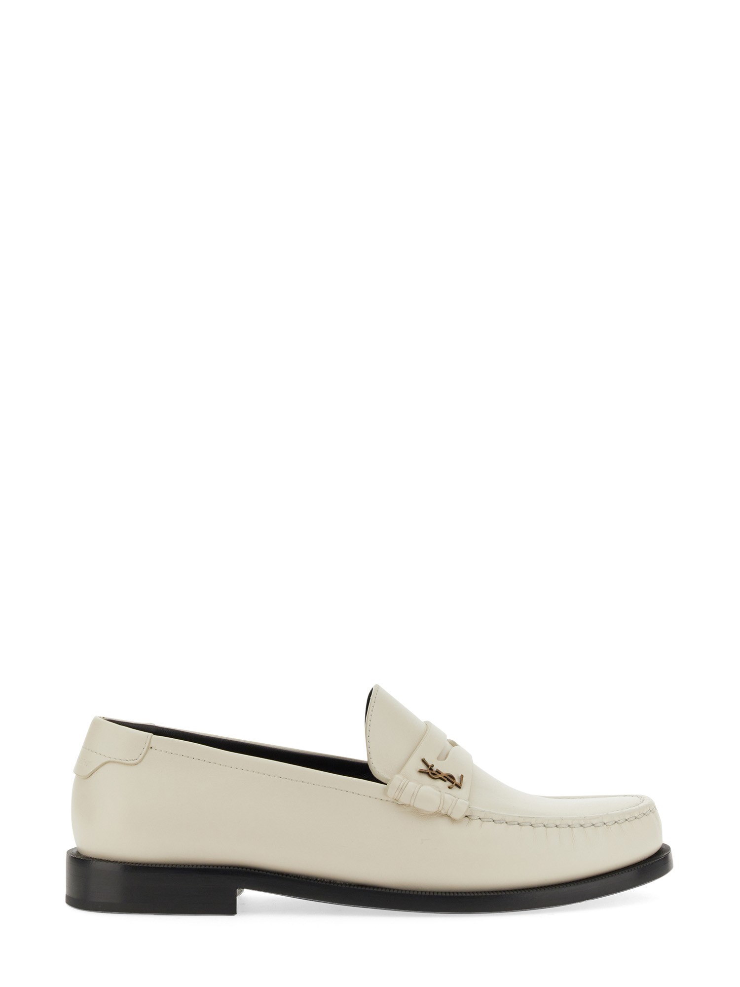 saint laurent leather loafer with monogram