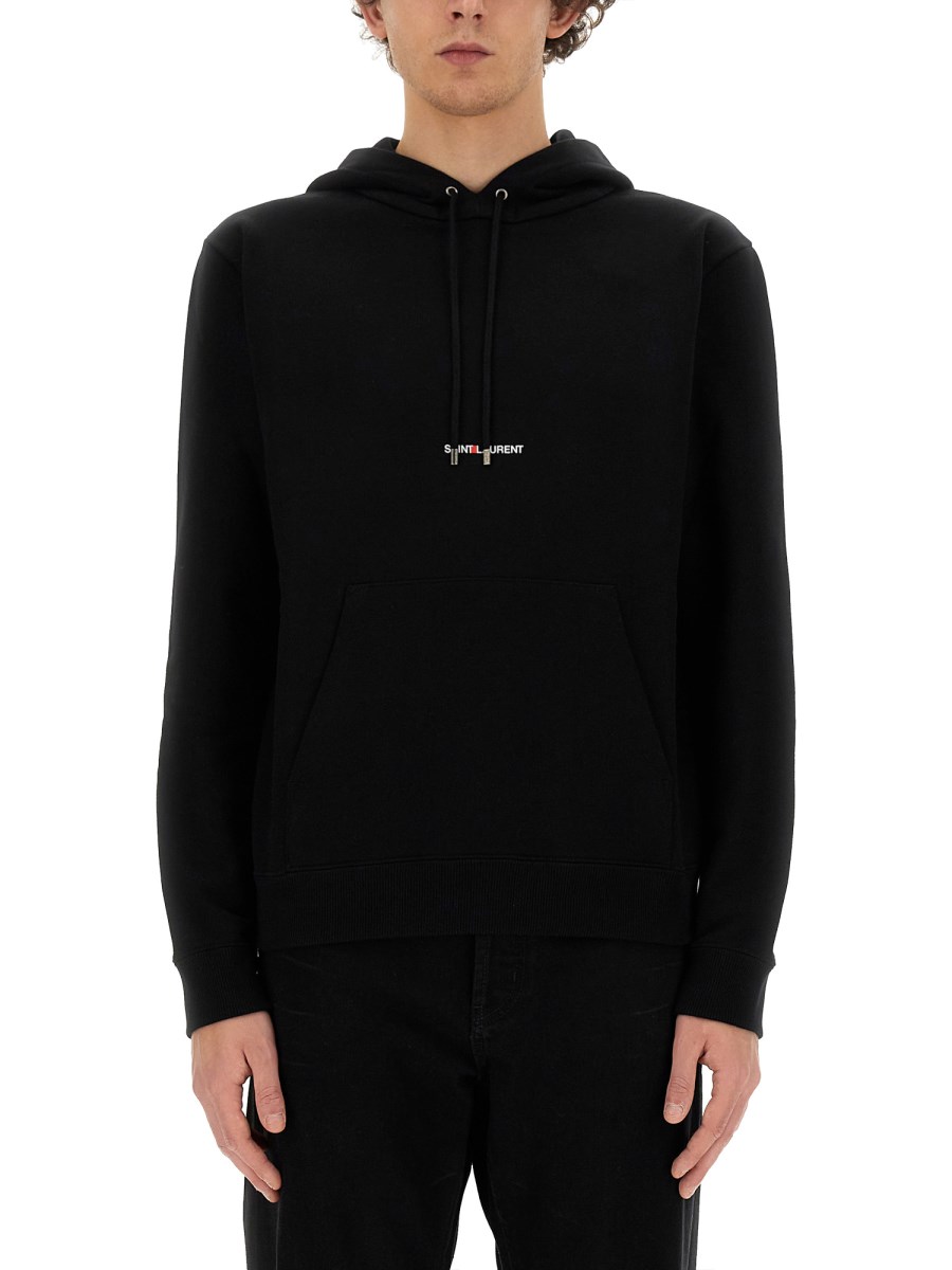 SAINT LAURENT FELPA IN COTONE BIOLOGICO CON STAMPA LOGO