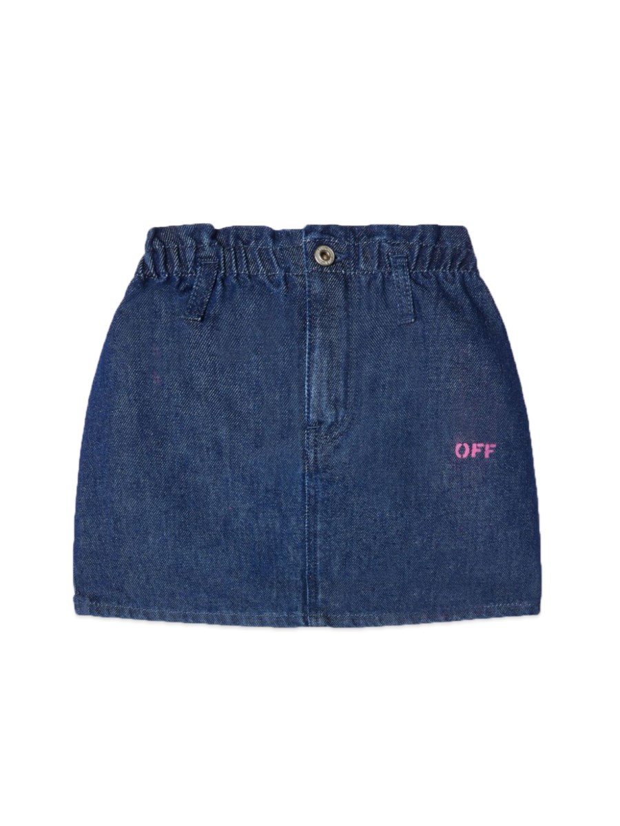 off stamp plain denim skirt