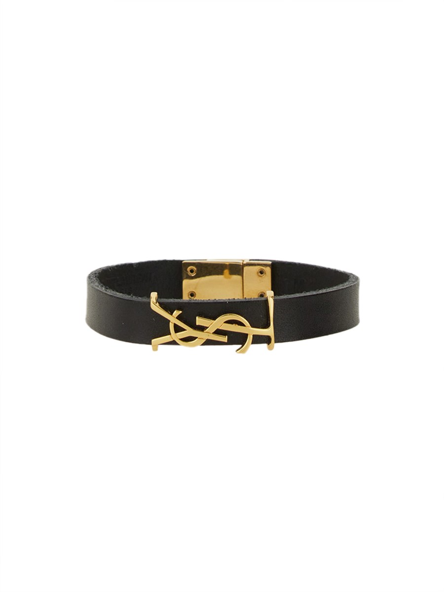 SAINT LAURENT BRACCIALE IN PELLE CON LOGO