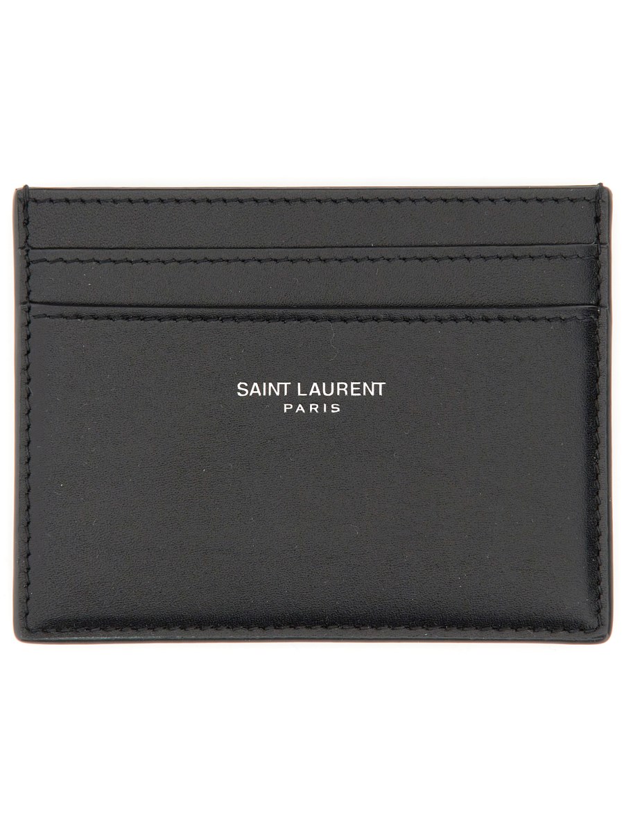 SAINT LAURENT PORTACARTE IN PELLE CON LOGO