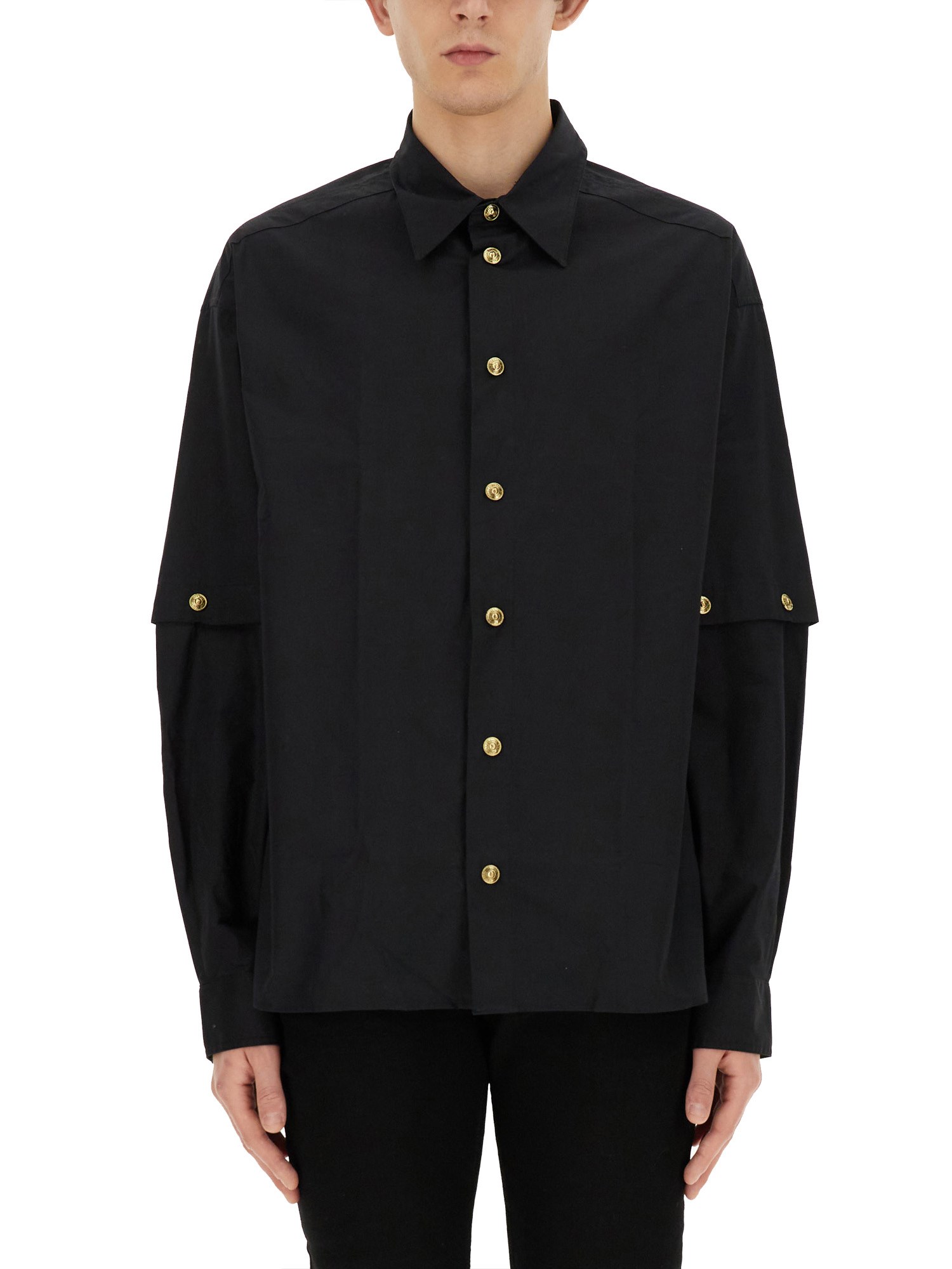 Shop Versace Jeans Couture Shirt With Logo Buttons In Black