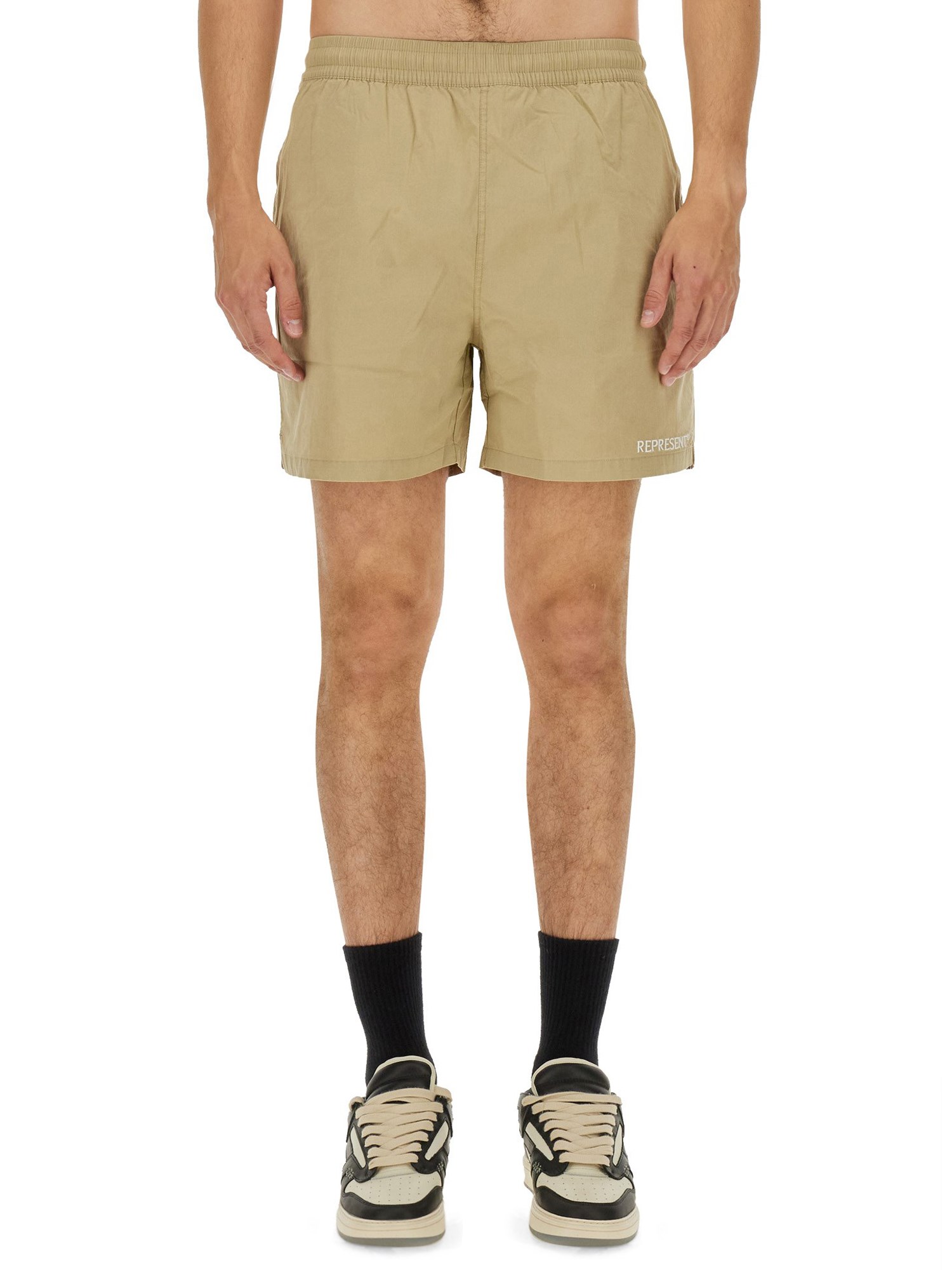 Represent Bermuda With Logo In Beige