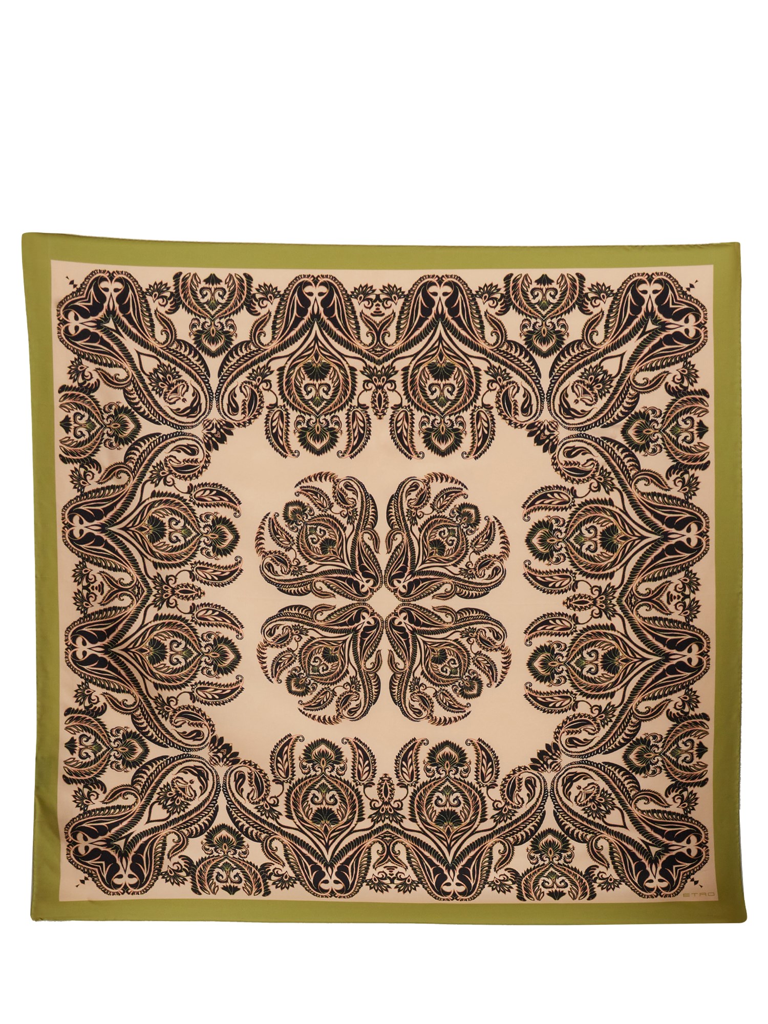 Etro Print Square Silk Scarf In Brown