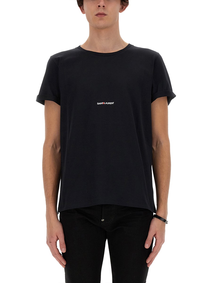 SAINT LAURENT T-SHIRT IN COTONE CON STAMPA LOGO