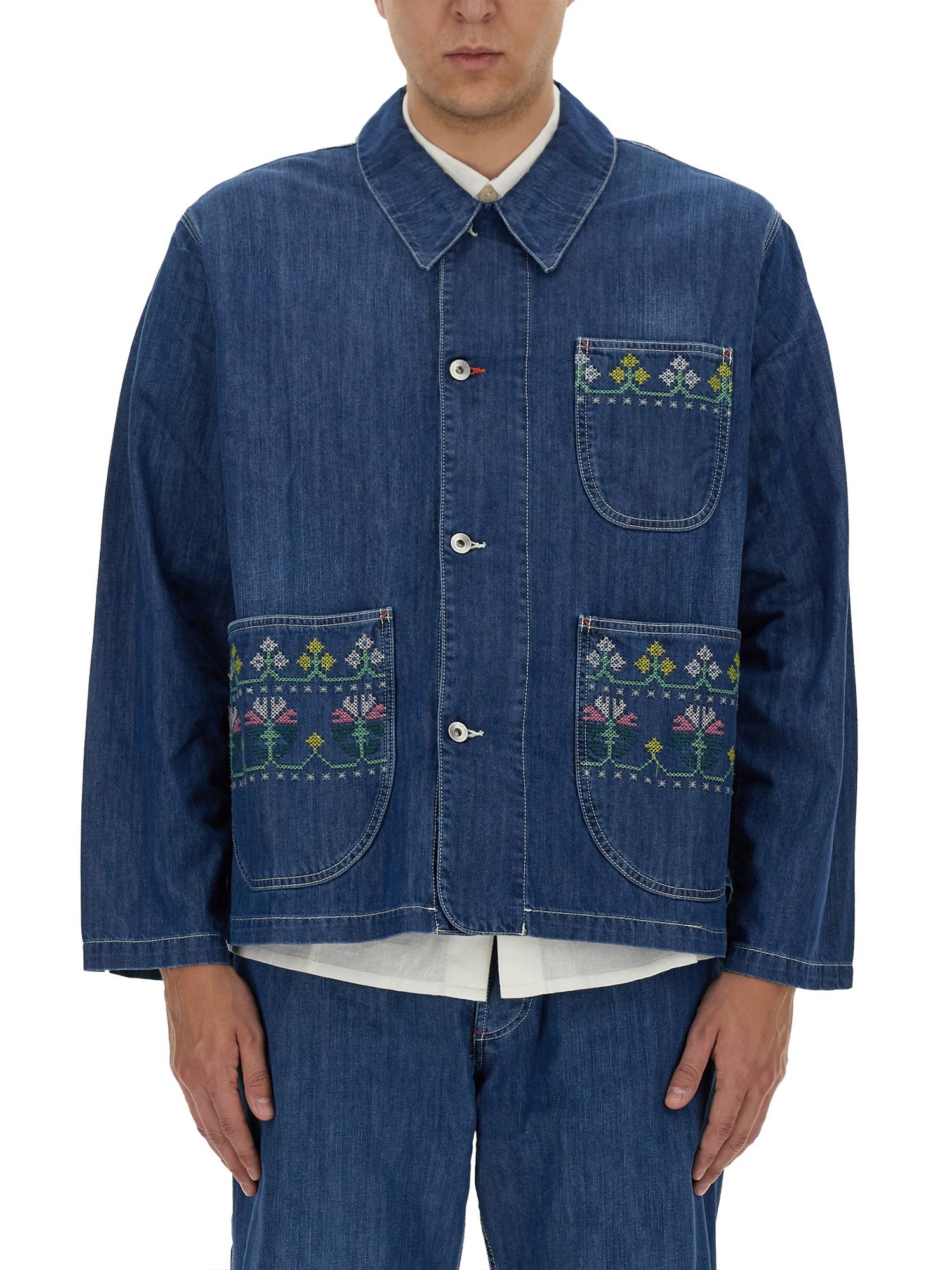 Shop Ymc You Must Create Jacket With Embroidery In Denim