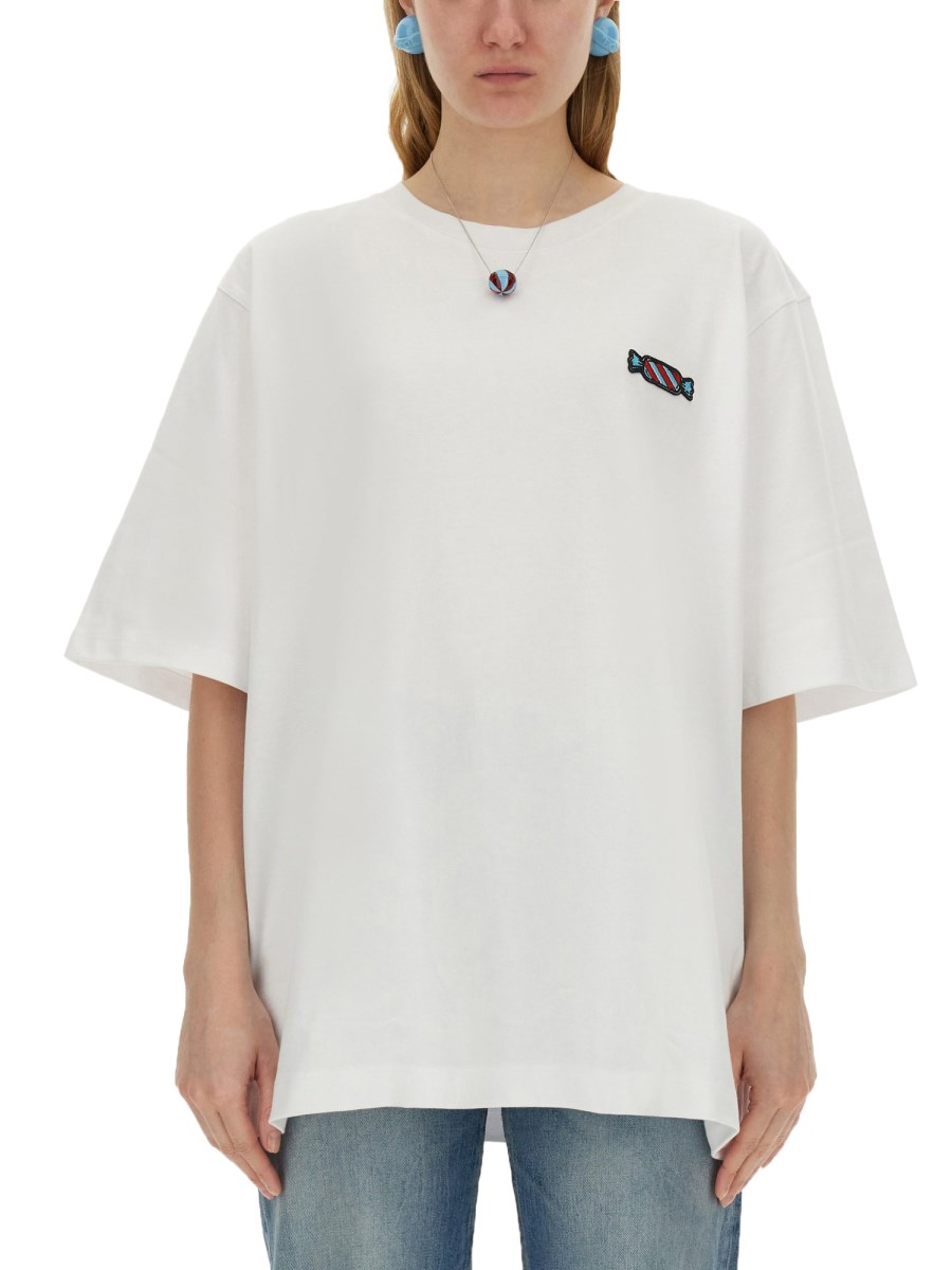 FIORUCCI T-SHIRT IN JERSEY DI COTONE CON PATCH CANDY