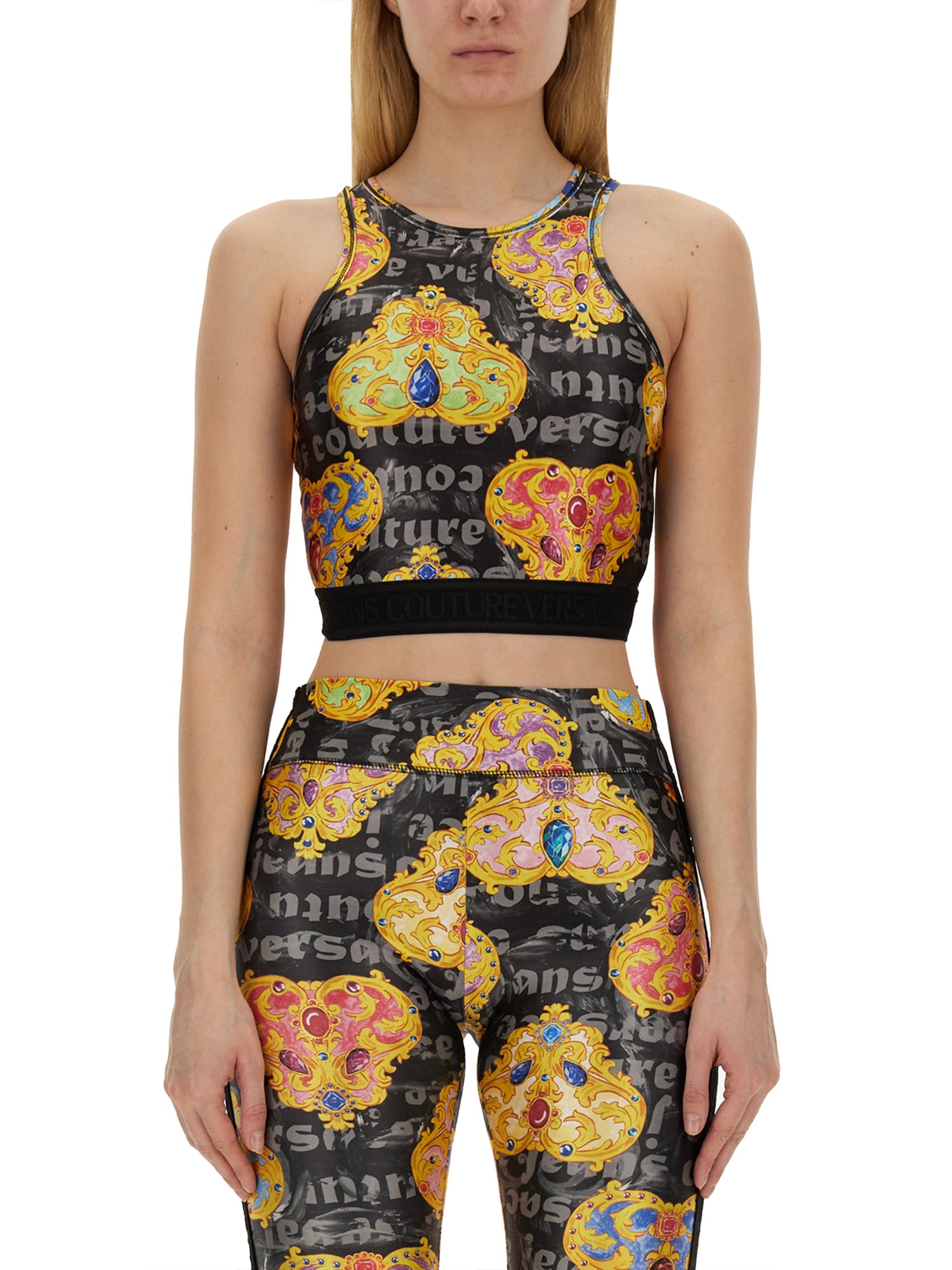 Shop Versace Jeans Couture Top With Print In Multicolour