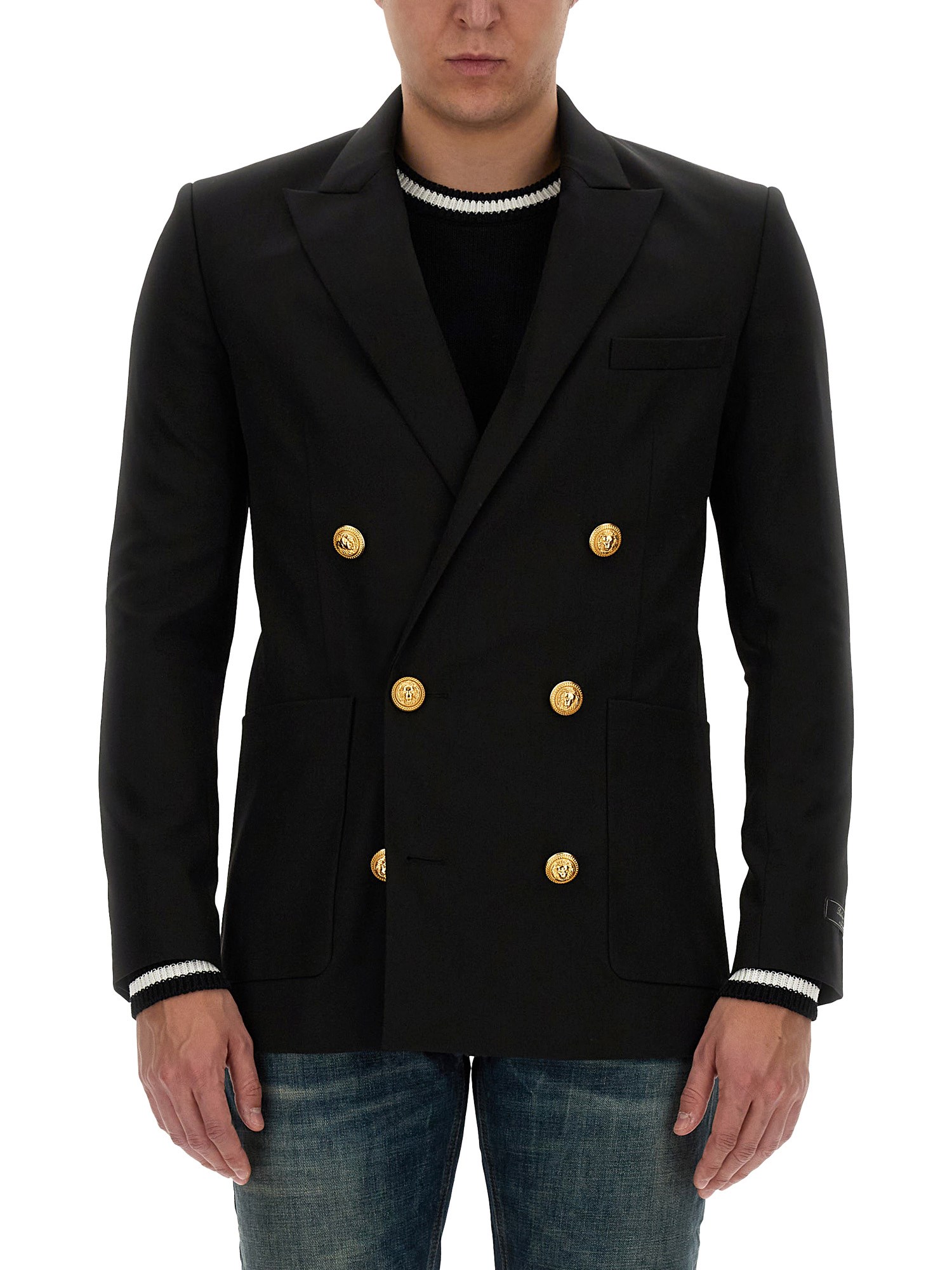Shop Balmain Technical Wool Jacket In Black