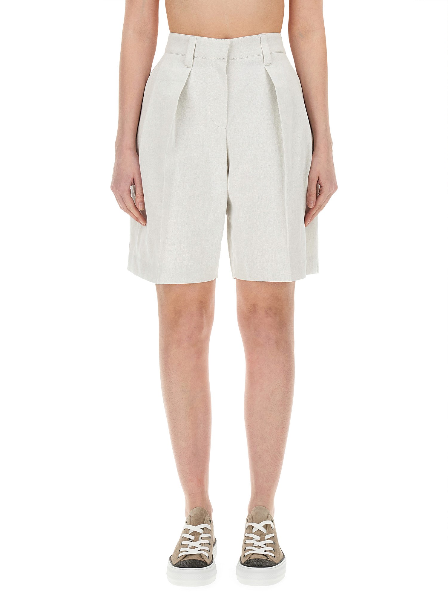 brunello cucinelli linen blend bermuda shorts
