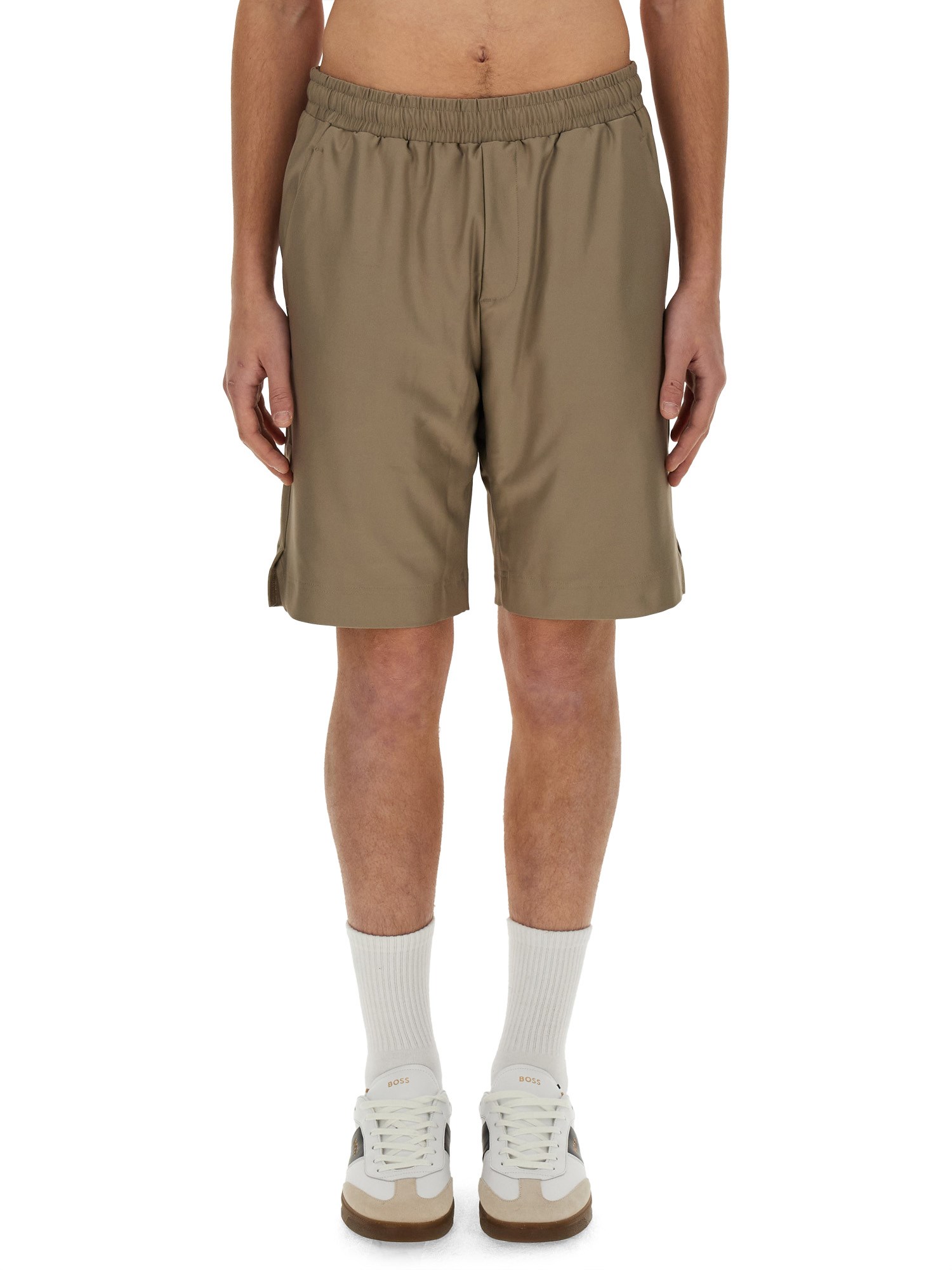 Hugo Boss Bermuda With Logo In Beige