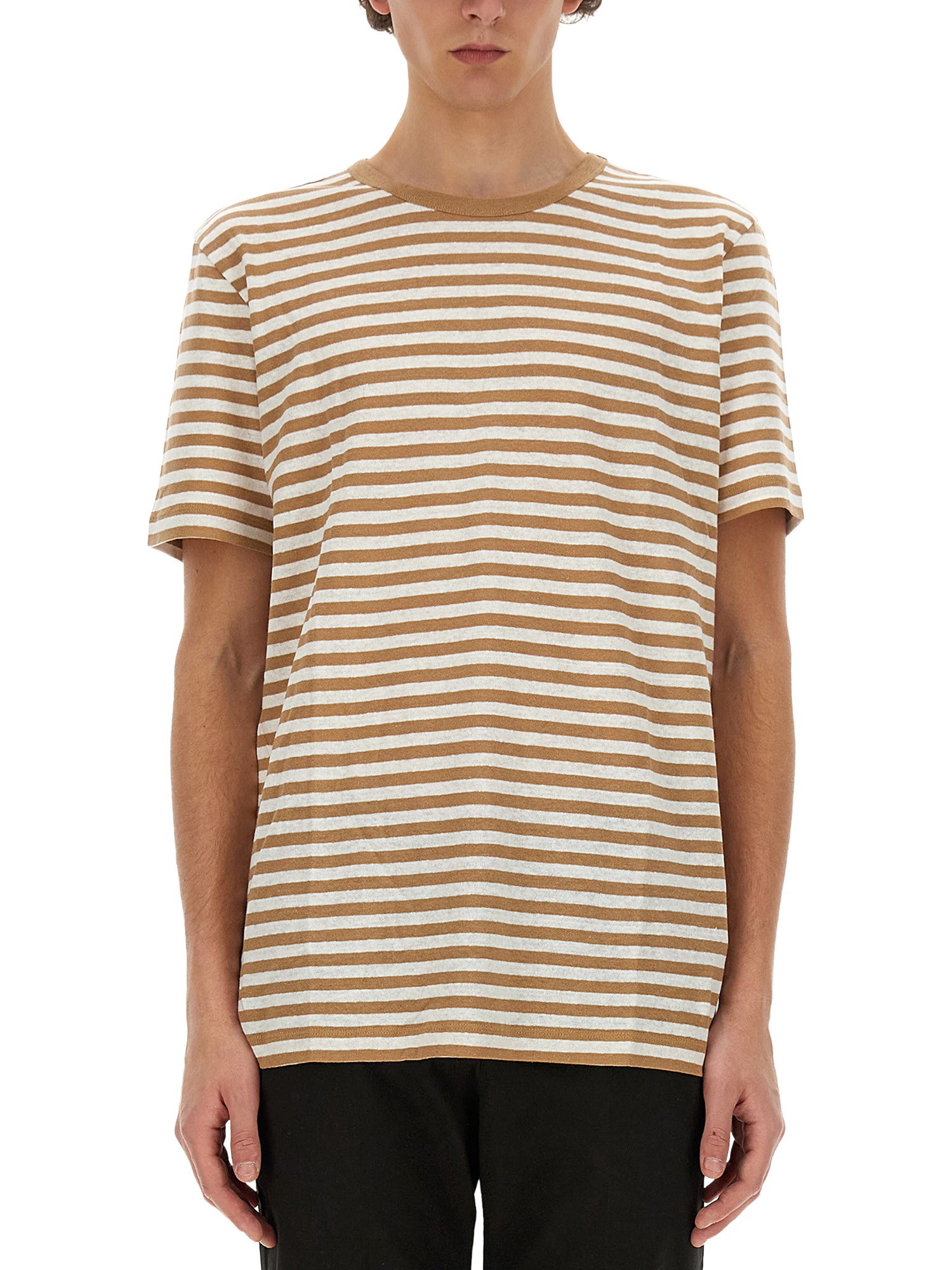 Shop Hugo Boss Striped T-shirt In Beige