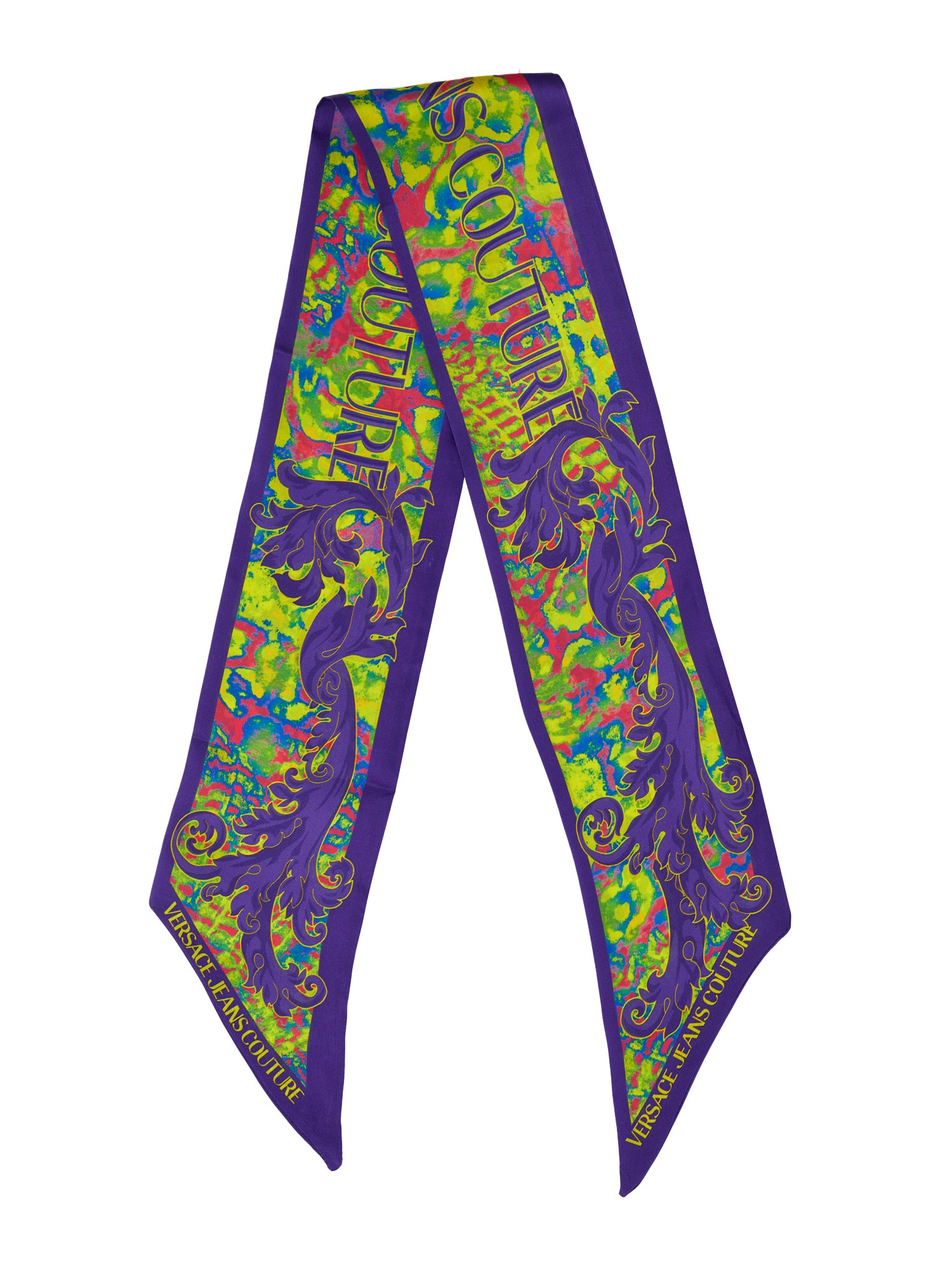 Shop Versace Jeans Couture Silk Scarf In Multicolour