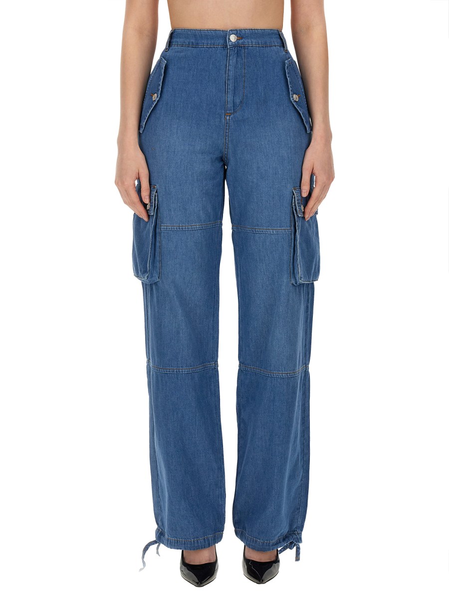 MOSCHINO JEANS PANTALONE CARGO IN DENIM DI COTONE