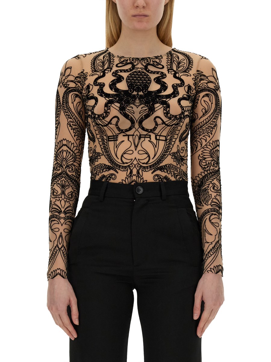 TOP IN TULLE FLOCCATO 