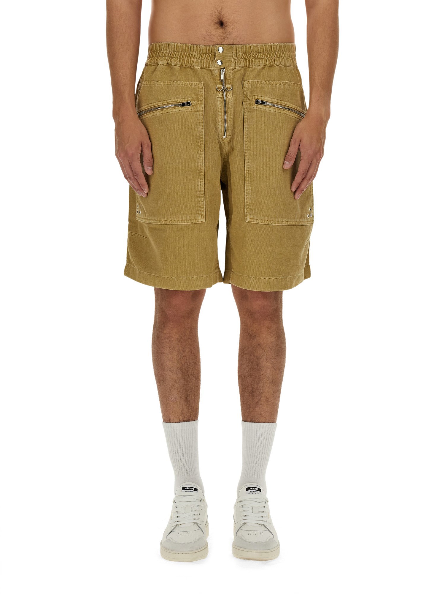 Isabel Marant Jayah Bermuda Shorts With Pockets And Belt Loops In Beige