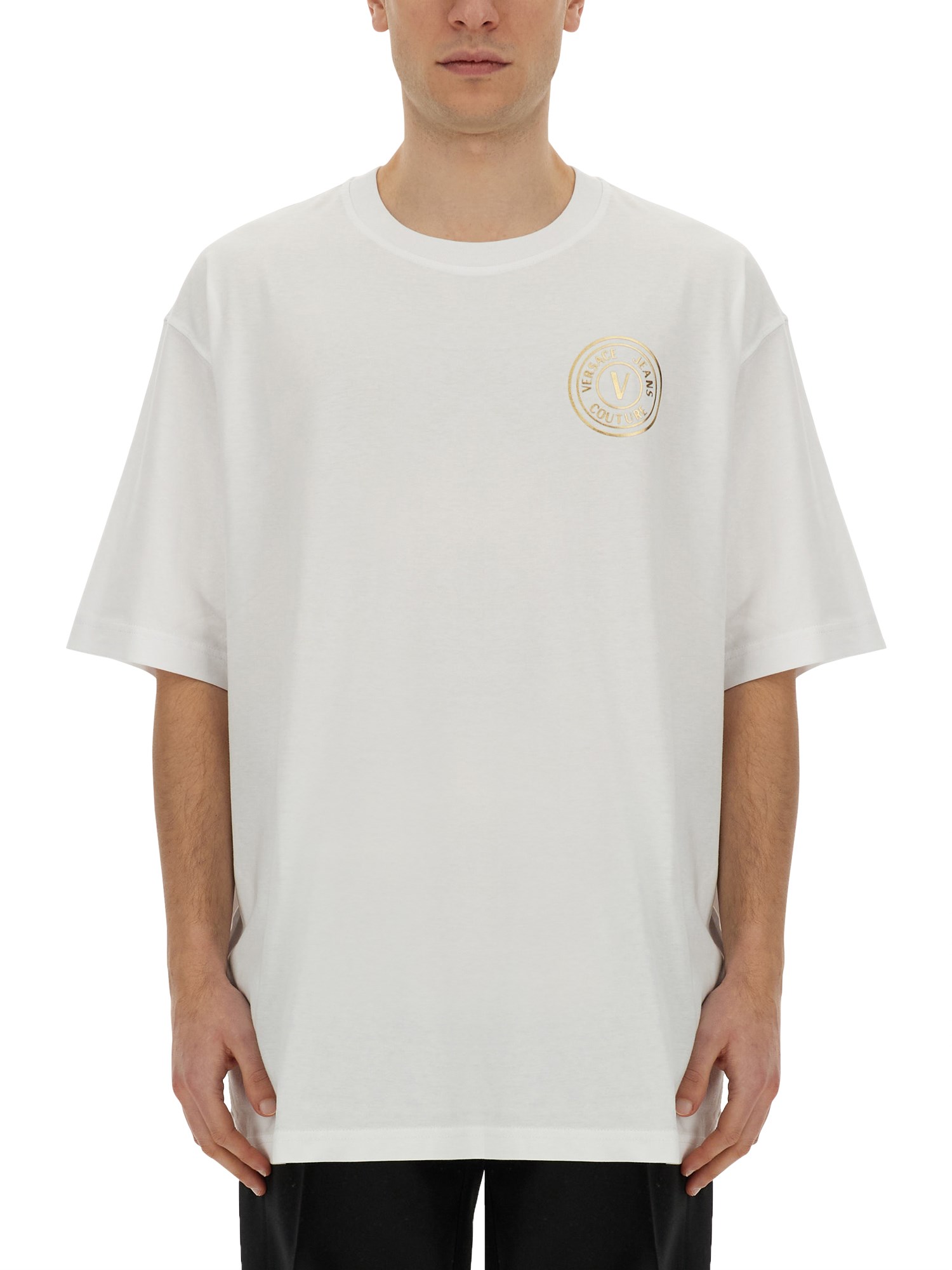 Shop Versace Jeans Couture T-shirt With Logo In White