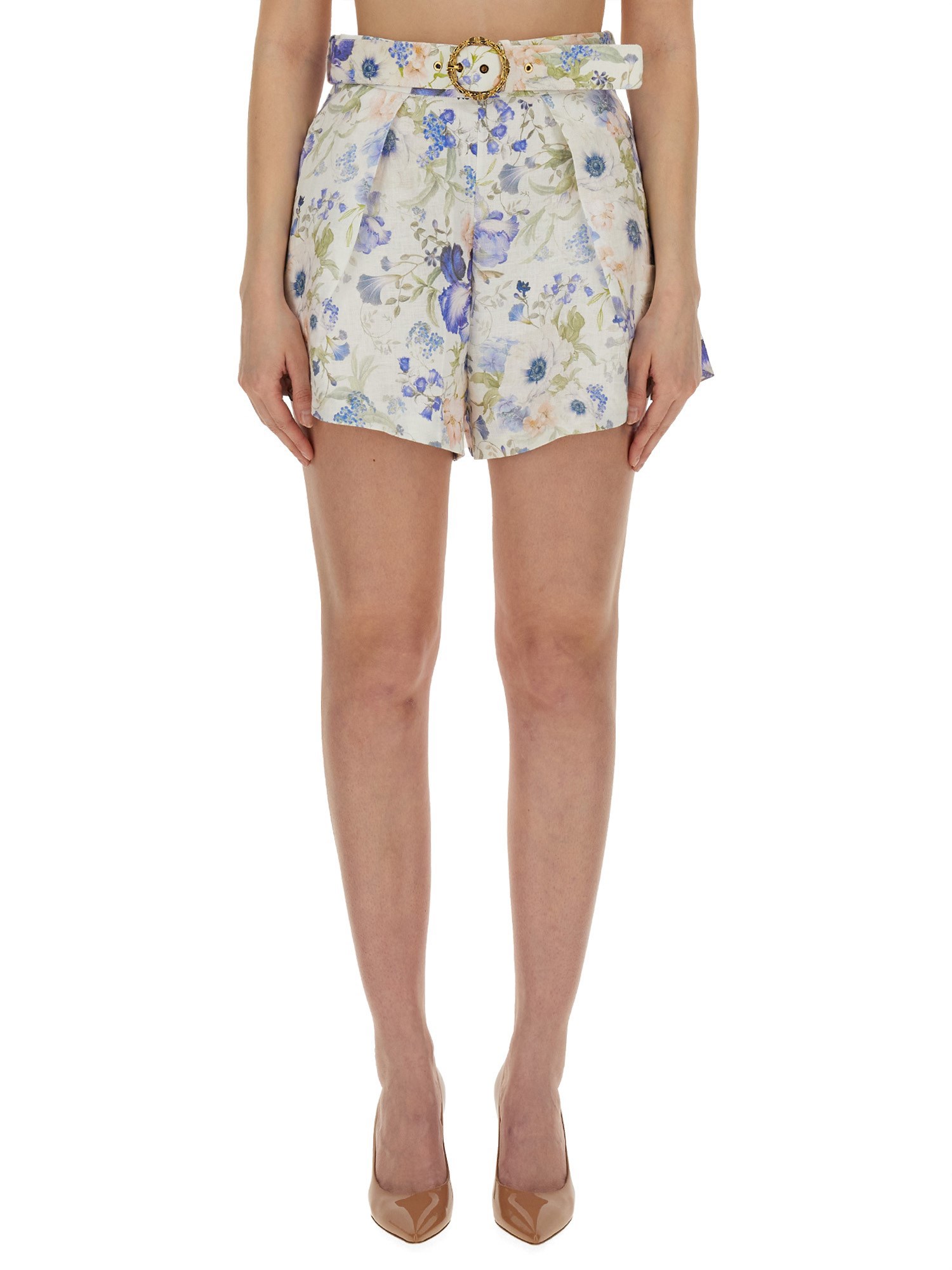 Shop Zimmermann Bermuda With Floral Pattern In Multicolour