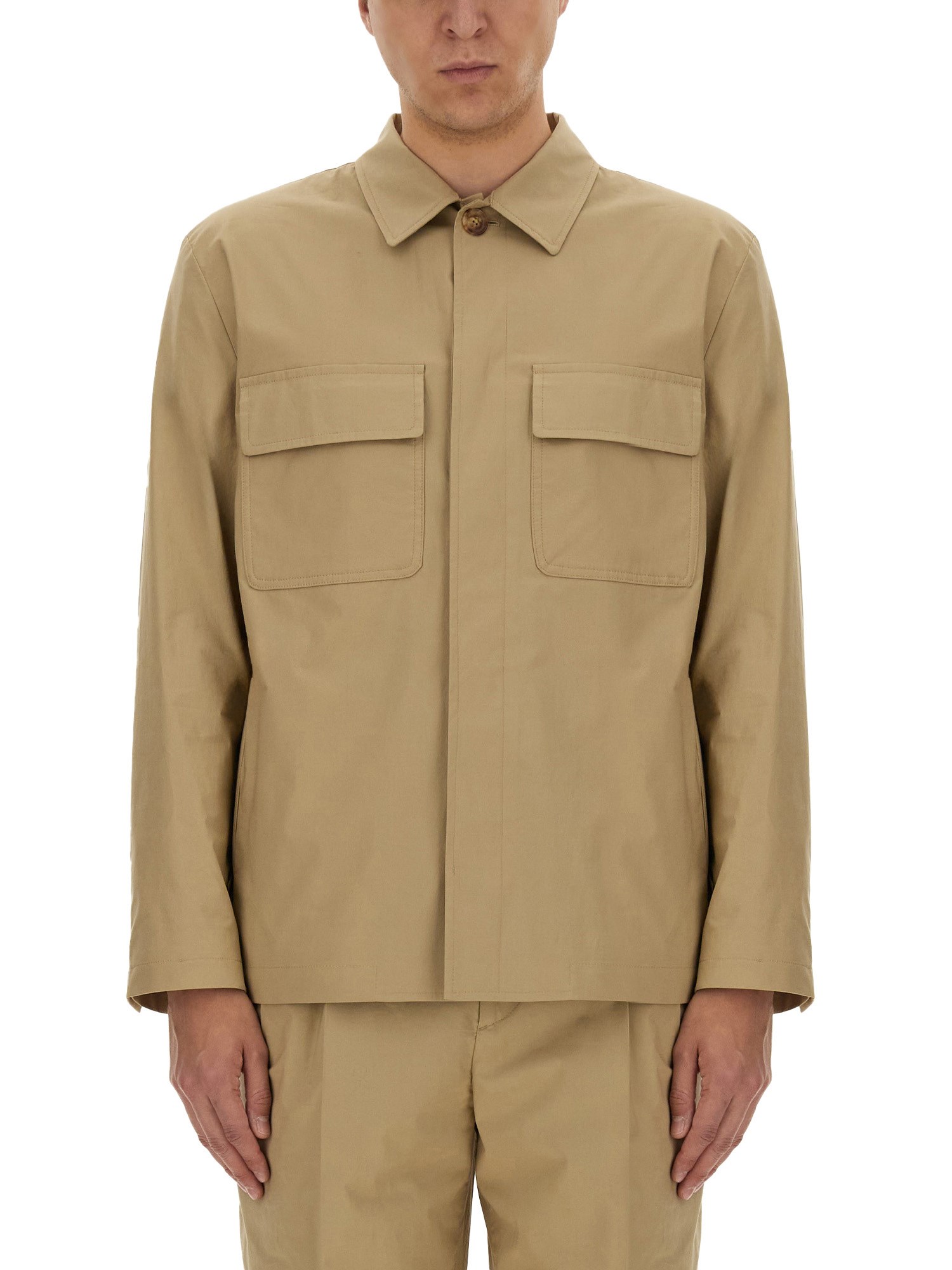 Lardini Flap-pocket Shirt In Beige