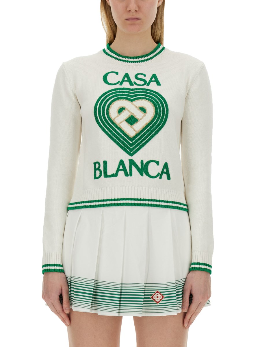 CASABLANCA MAGLIA IN COTONE CON INTARSIO LOGO