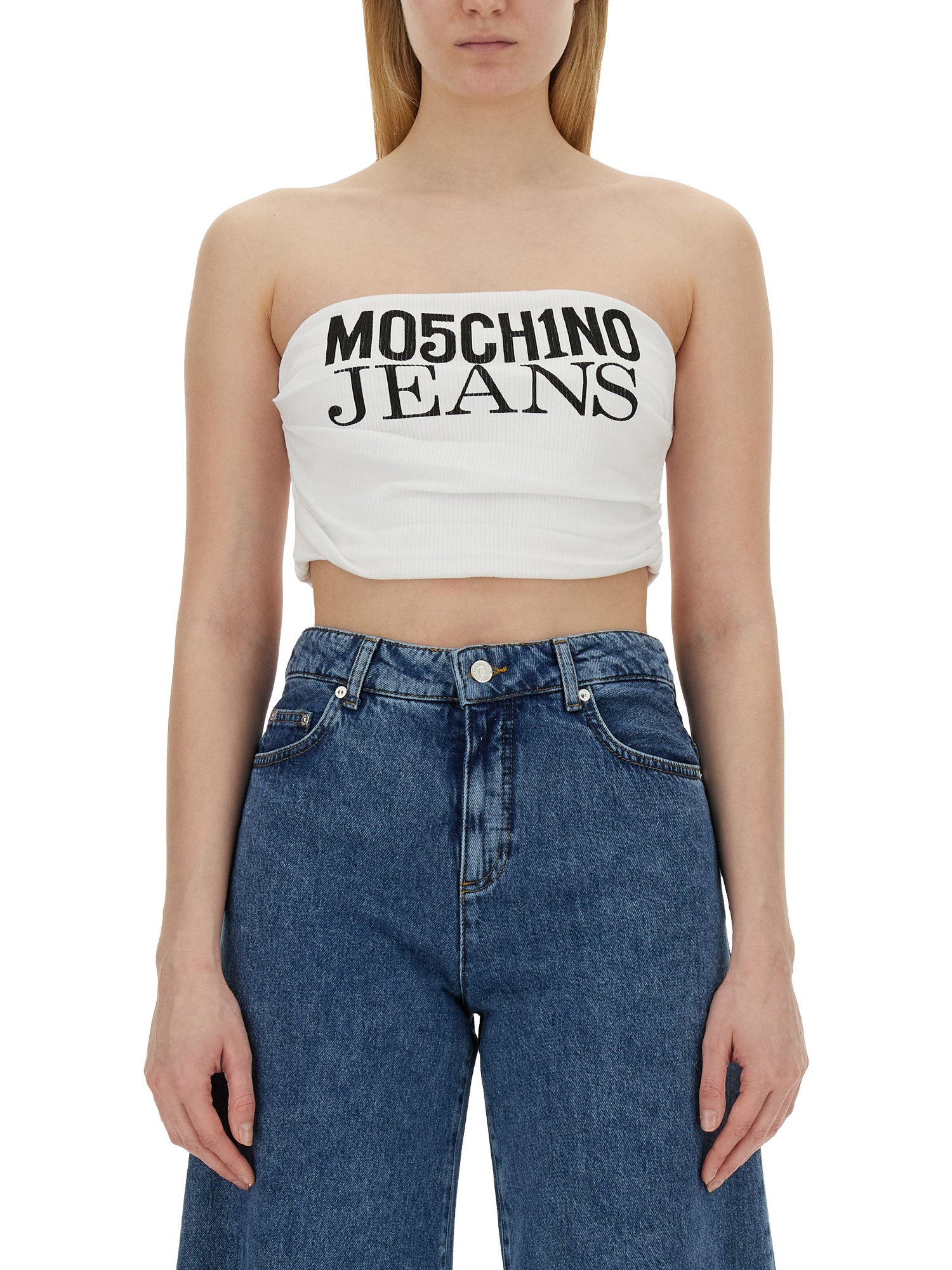 moschino jeans tops with logo