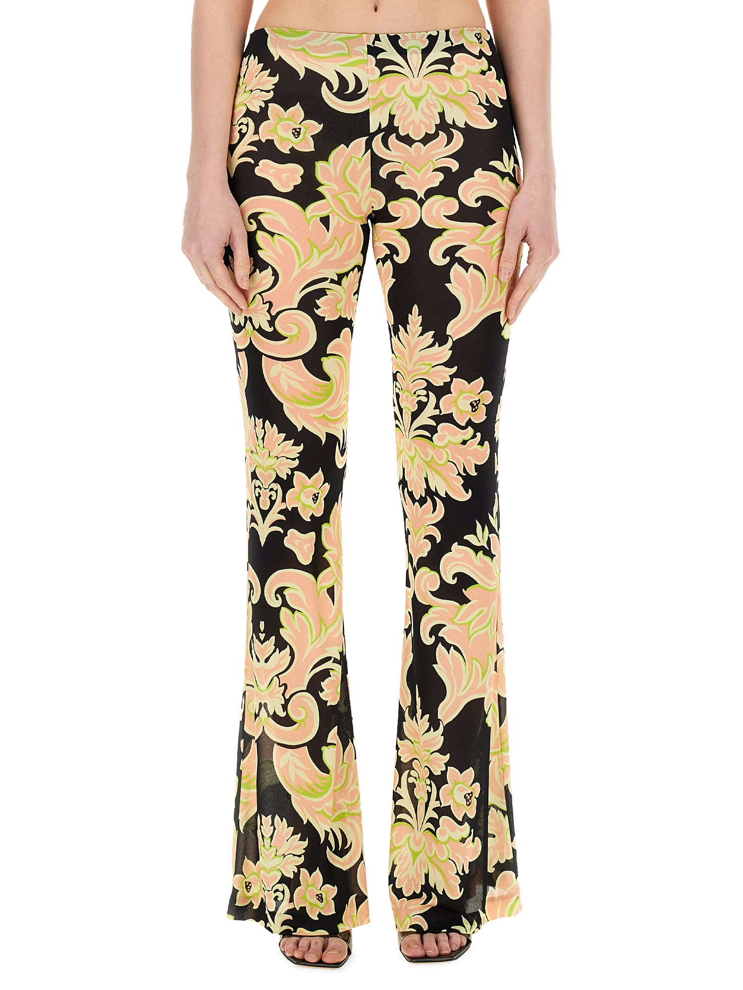 Etro Print Viscose Trousers In Multicolour