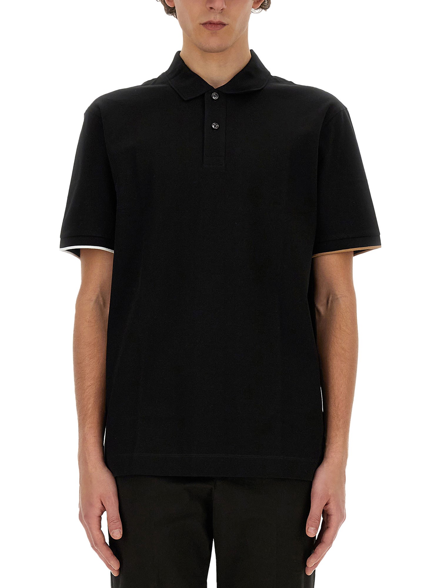 Hugo Boss Boss Cotton Polo In Black