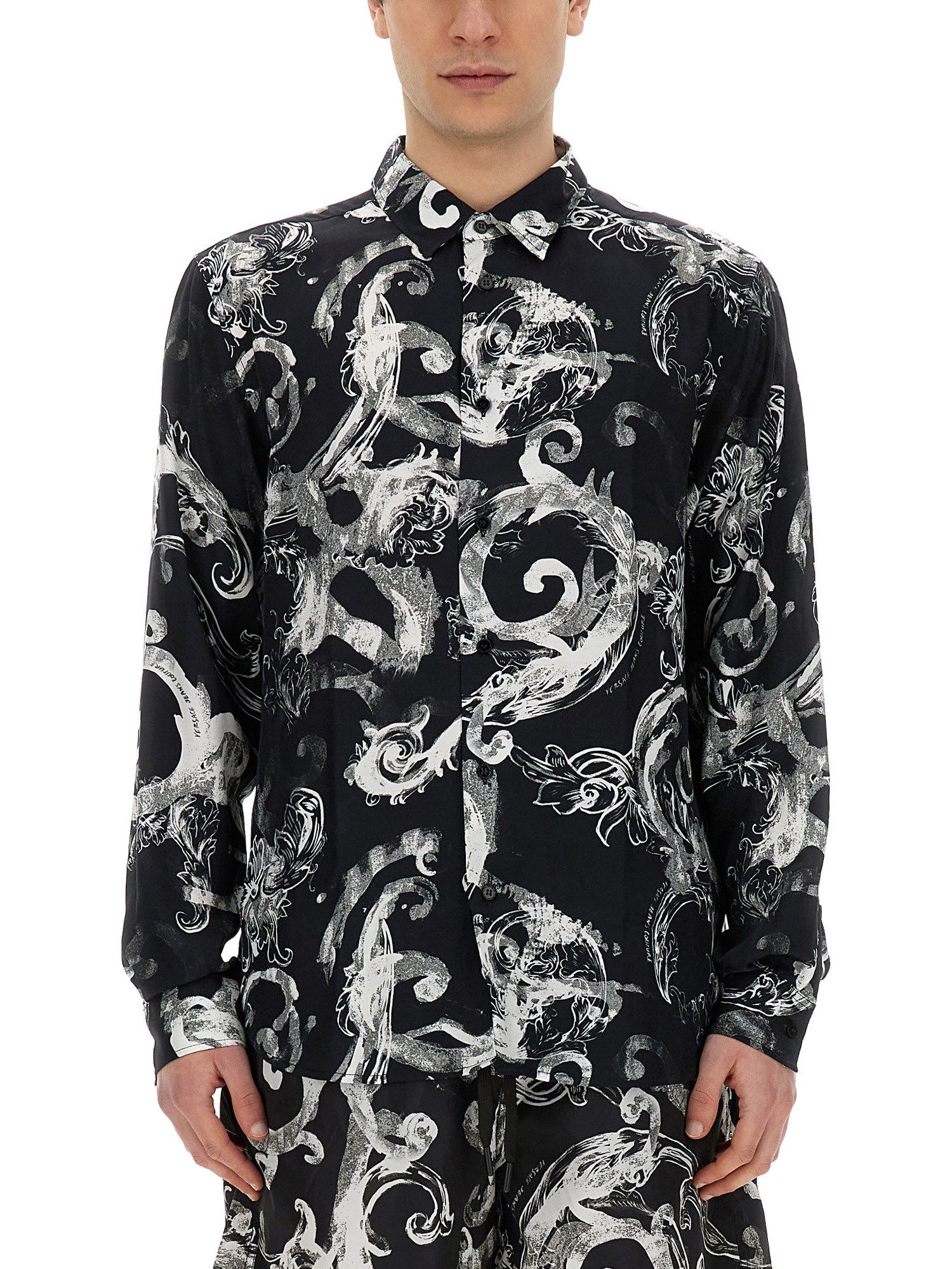 Shop Versace Jeans Couture Printed Shirt In Black