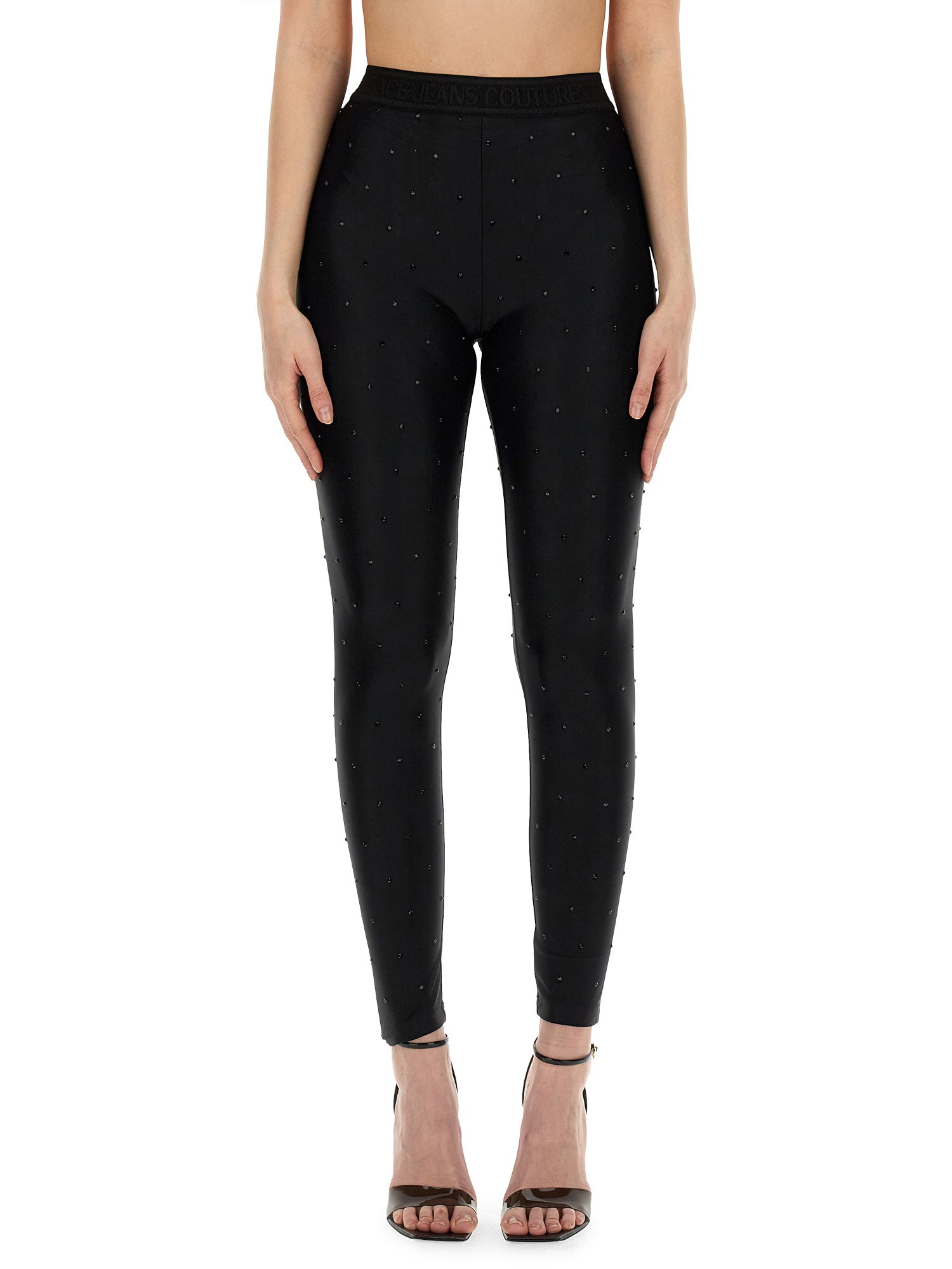 versace jeans couture crystal all-over leggings