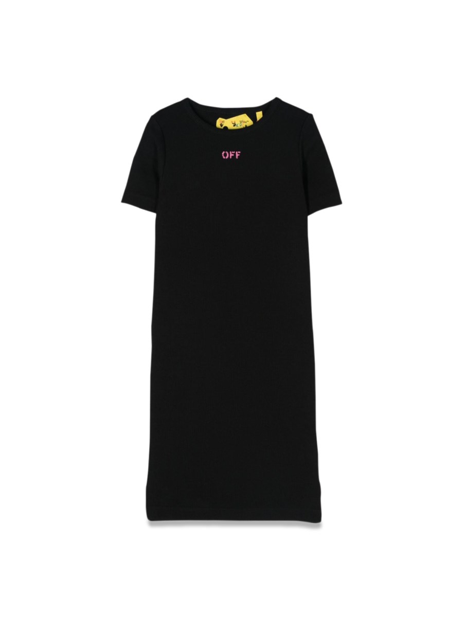off stamp plain ribbed dress