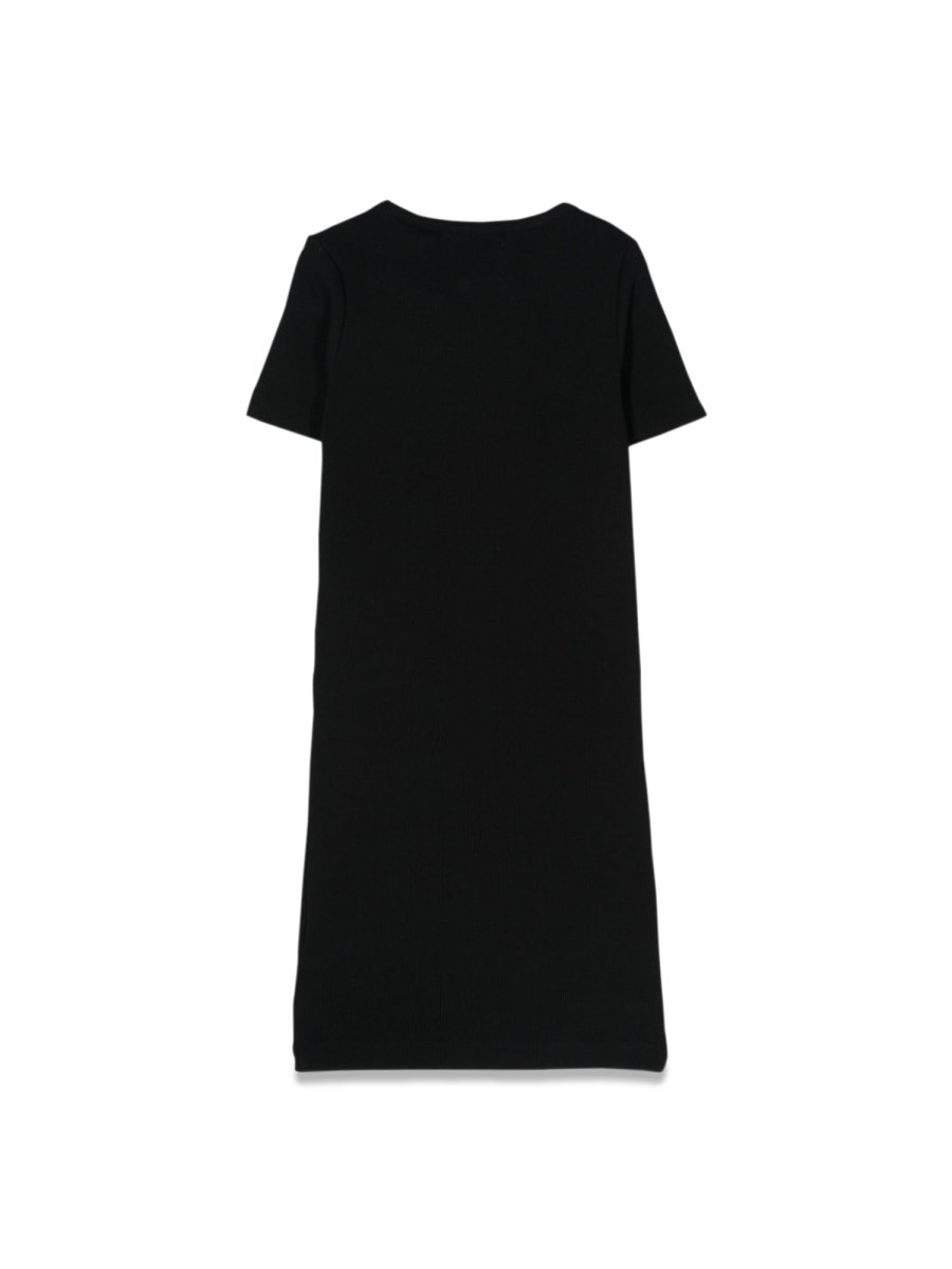 off stamp plain ribbed dress