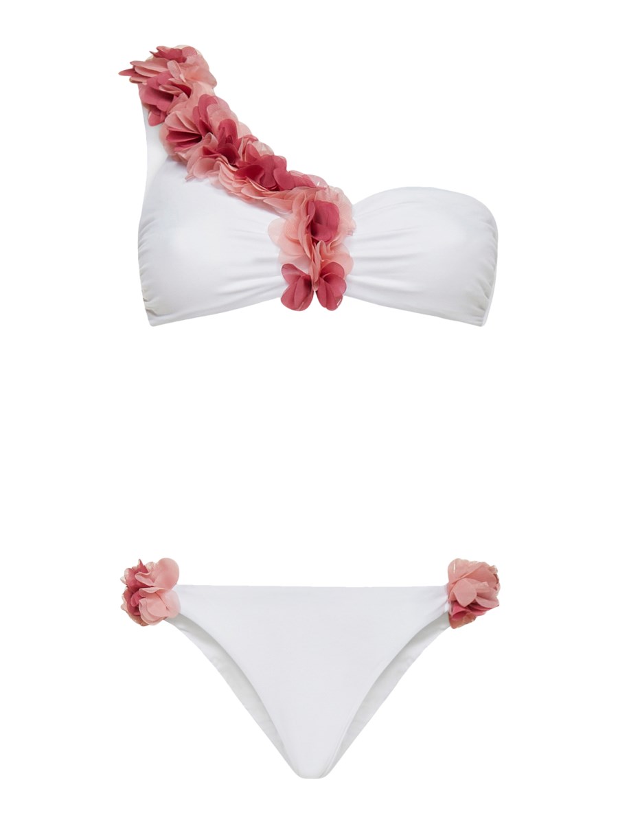 LA REVECHE COSTUME BIKINI MONOSPALLA ADELE CON APPLICAZIONI FLOREALI