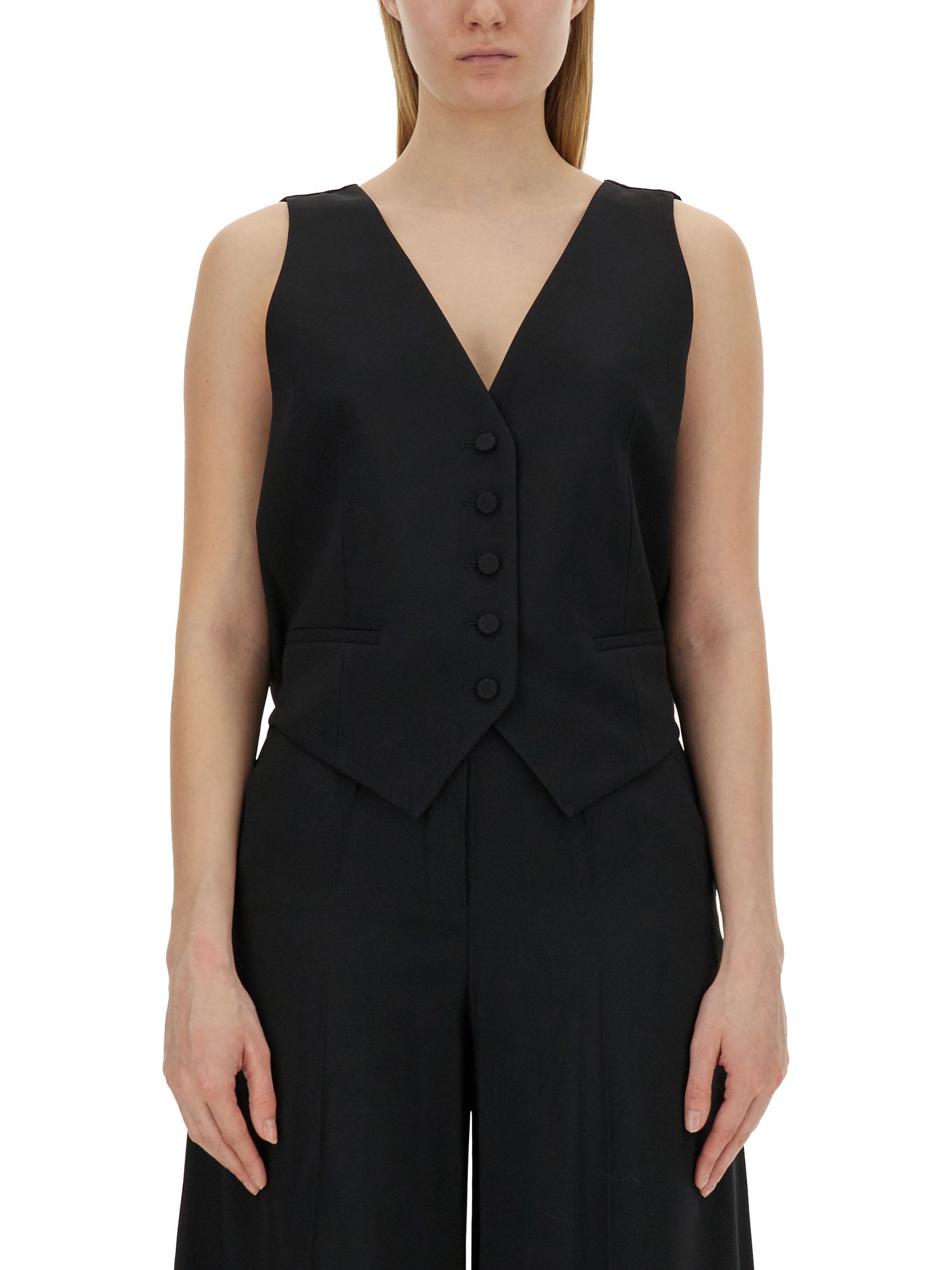 Nina Ricci Womens Black V-neck Open-back Woven Vest In Black