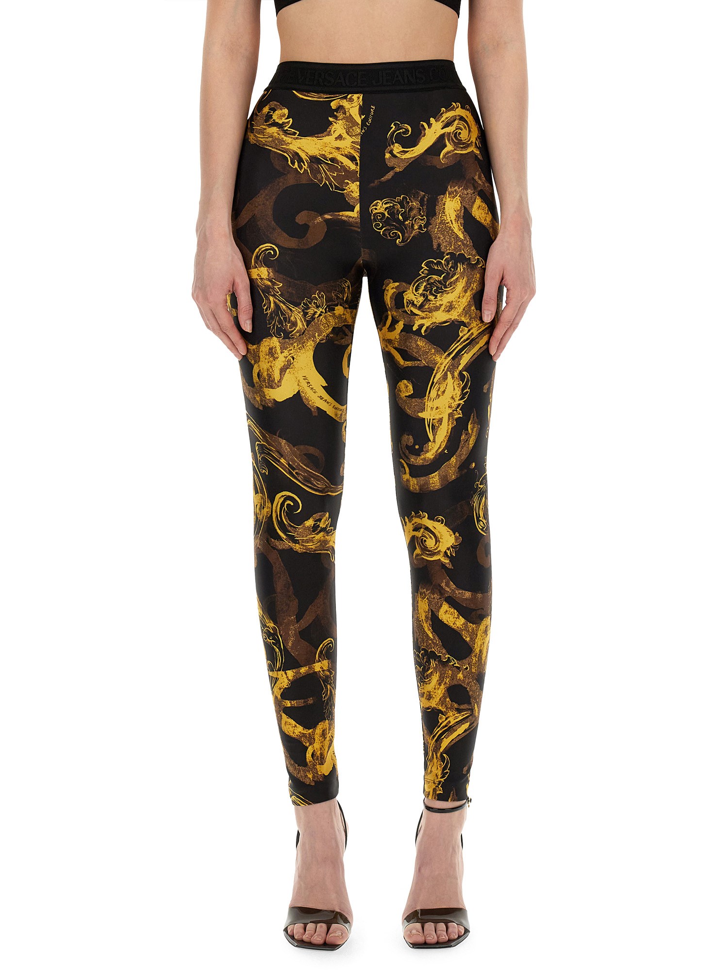 Versace Jeans Couture Leggings With Logo 40 IT at FORZIERI