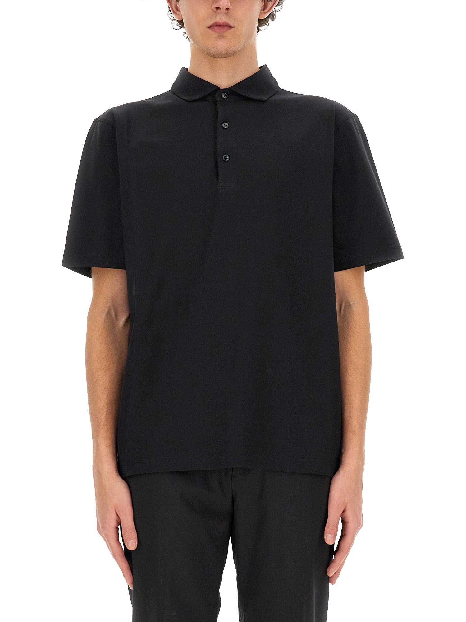 Lardini Black Jersey Polo With Classic Fit In Black