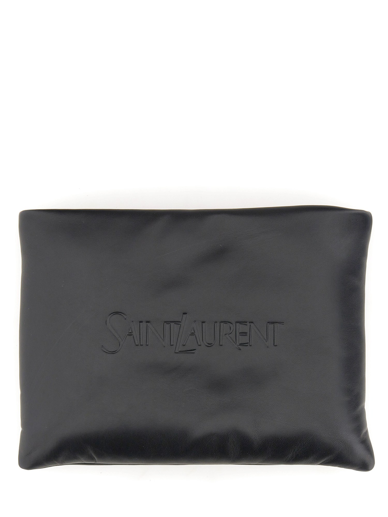 saint laurent large padded clutch bag with logo