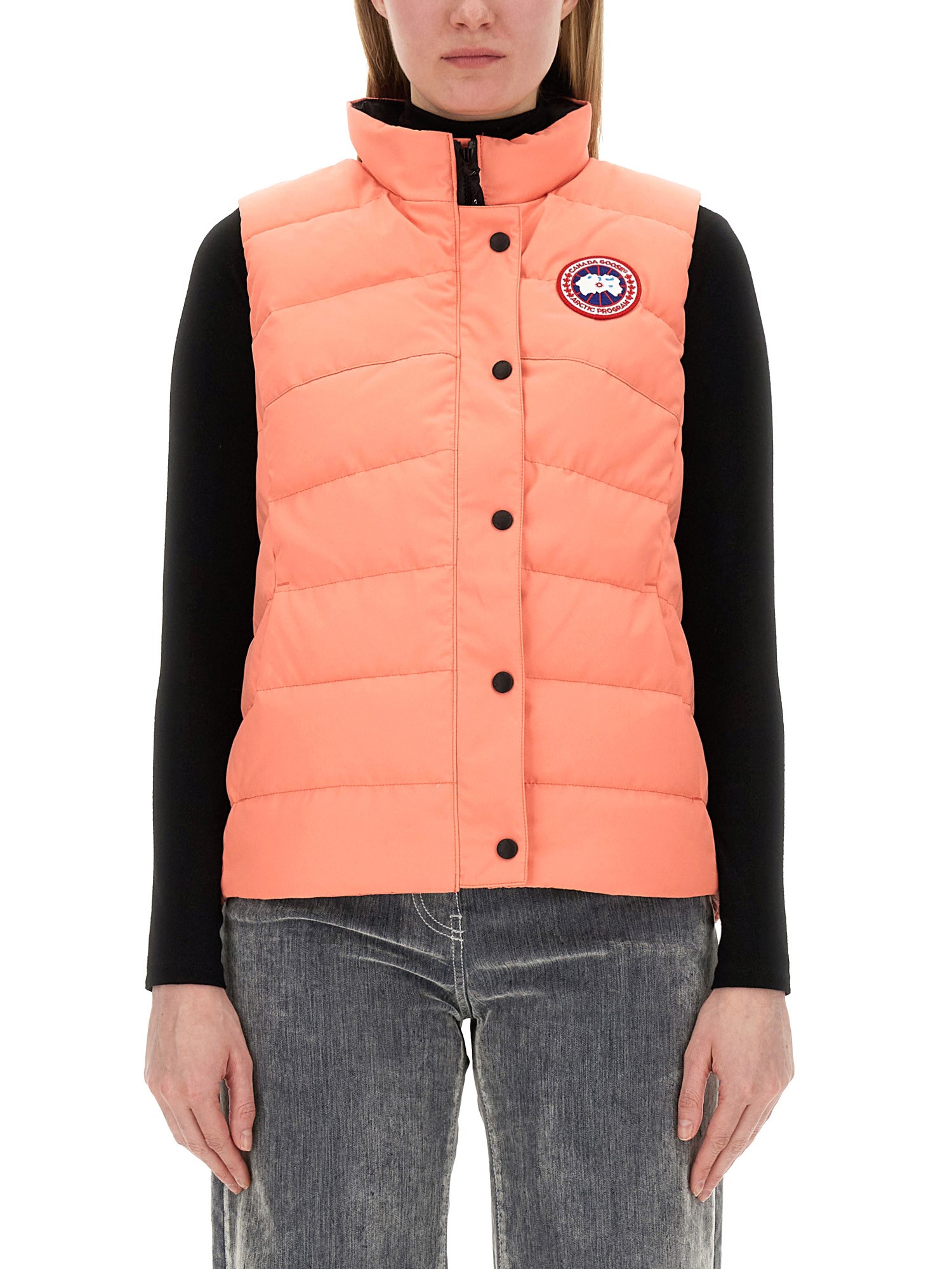 Shop Canada Goose Padded Vest With Logo In Pink