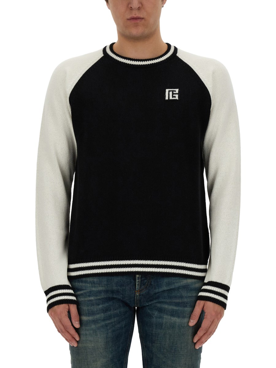 BALMAIN MAGLIA IN COTONE CON LOGO