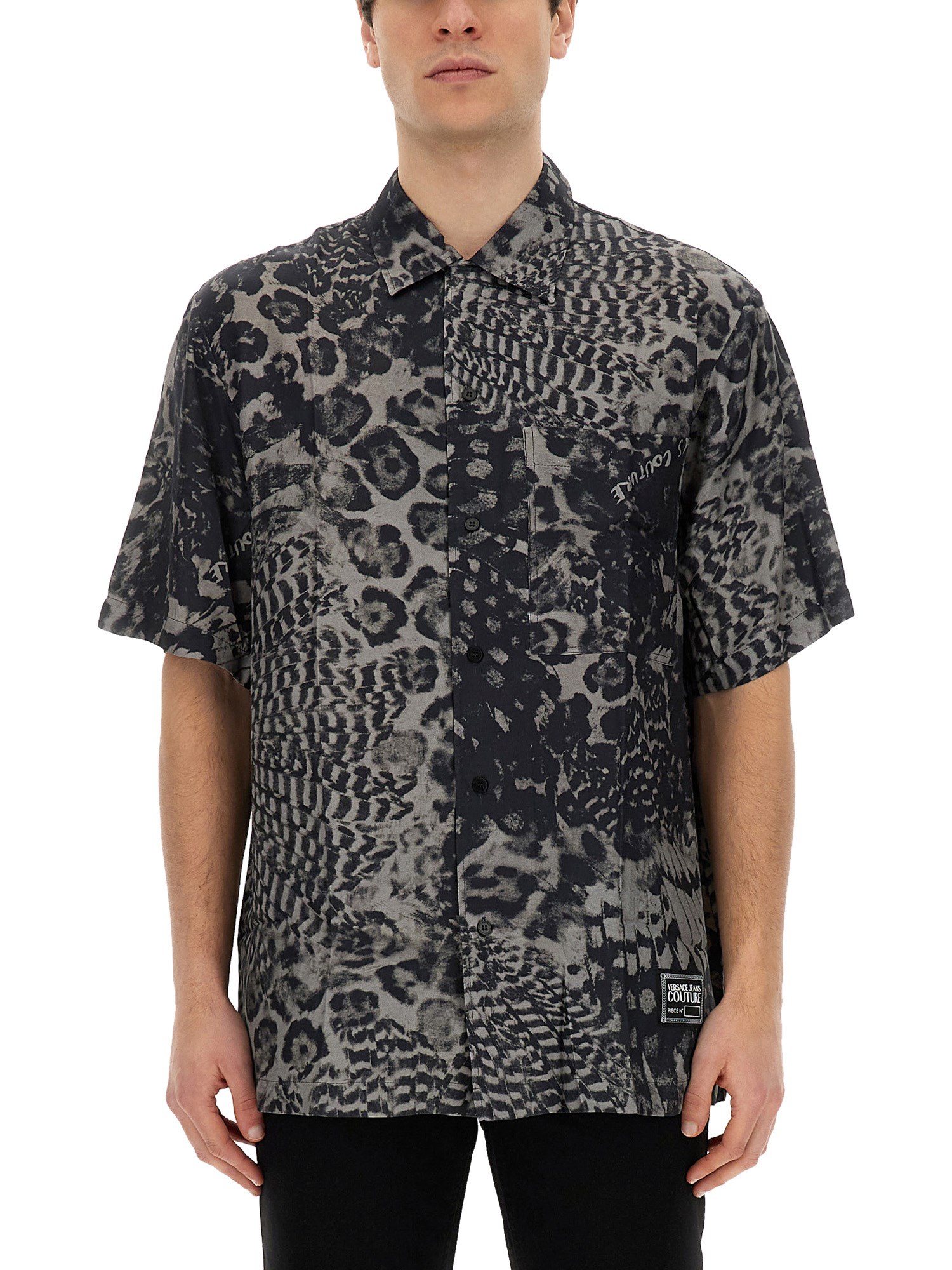 Versace Jeans Couture Printed Shirt In Black