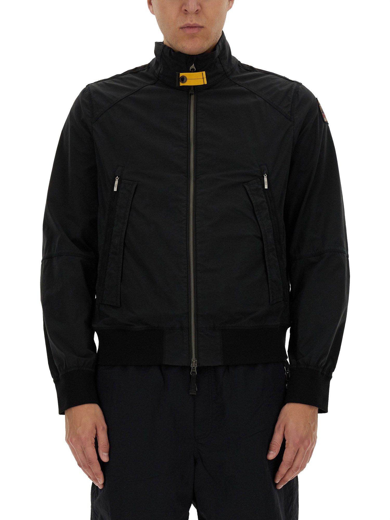 Parajumpers Men's Cotton Blend Ripstop Texture Logo Patch Jacket In Black