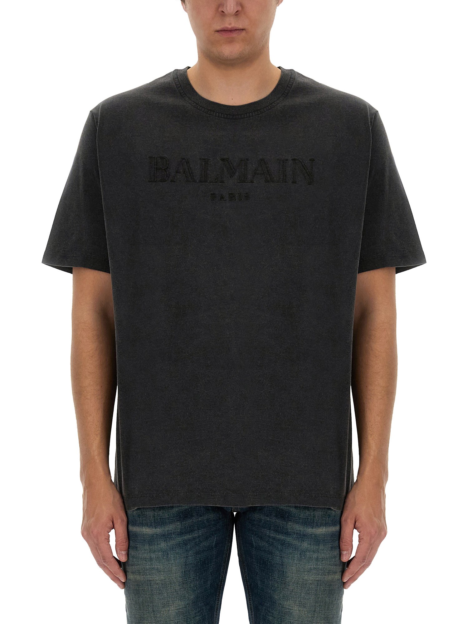 Balmain Vintage Logo T-shirt In Gray