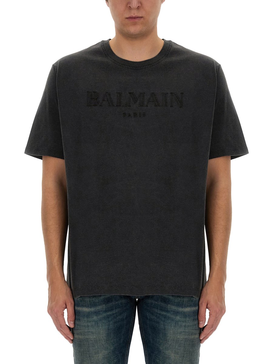 BALMAIN T-SHIRT IN JERSEY DI COTONE CON LOGO VINTAGE