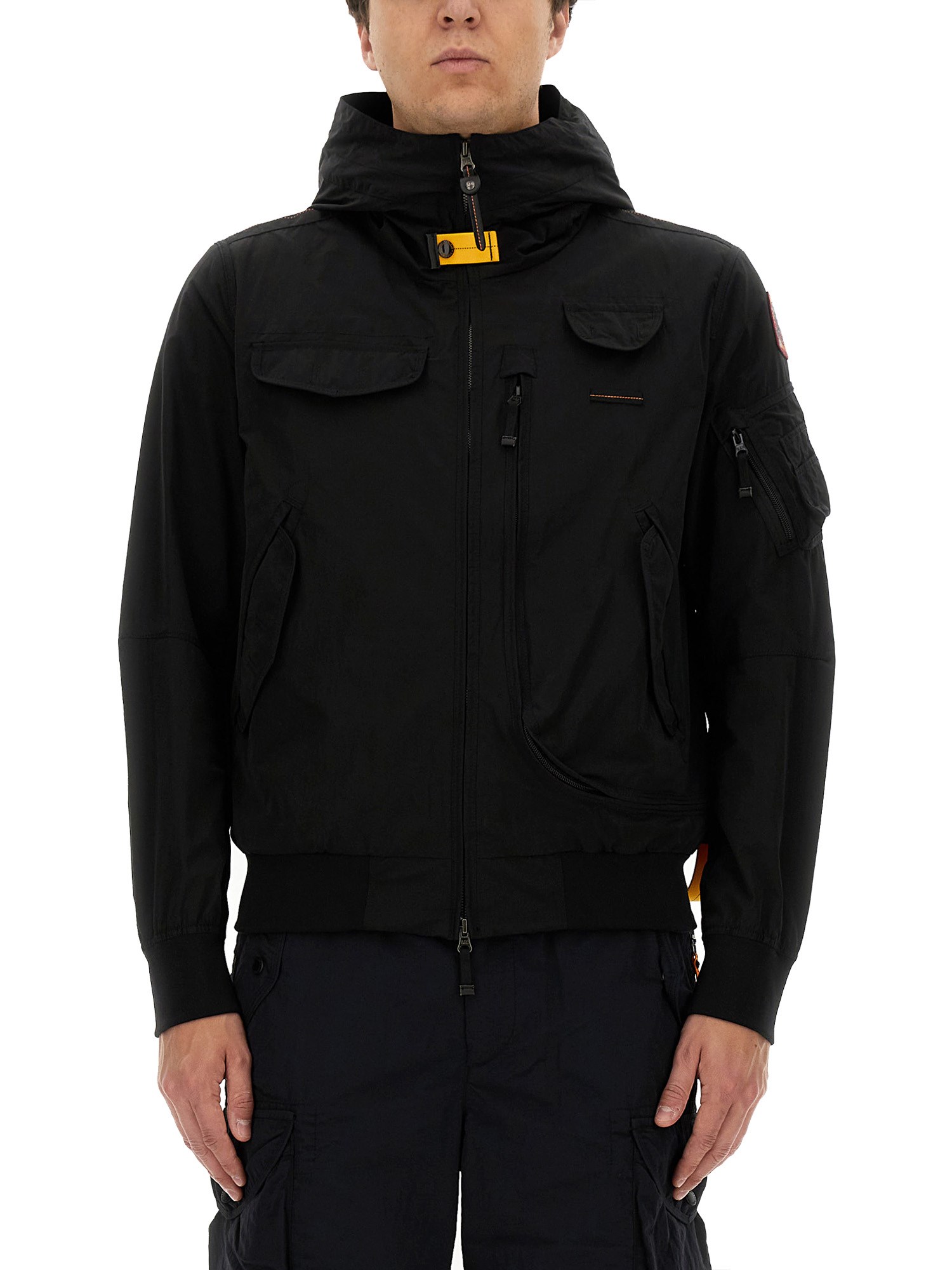 Parajumpers Gobi Black Nylon Jacket With Pockets In Black