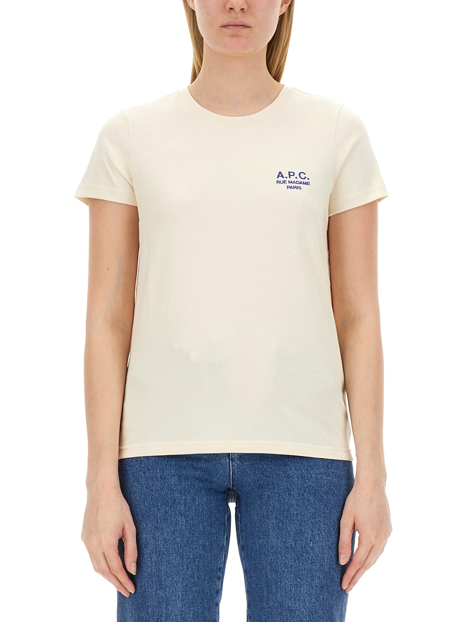 Shop Apc T-shirt With Logo Embroidery In White
