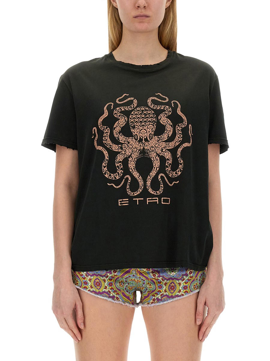 ETRO T-SHIRT IN JERSEY DI COTONE CON STAMPA LOGO