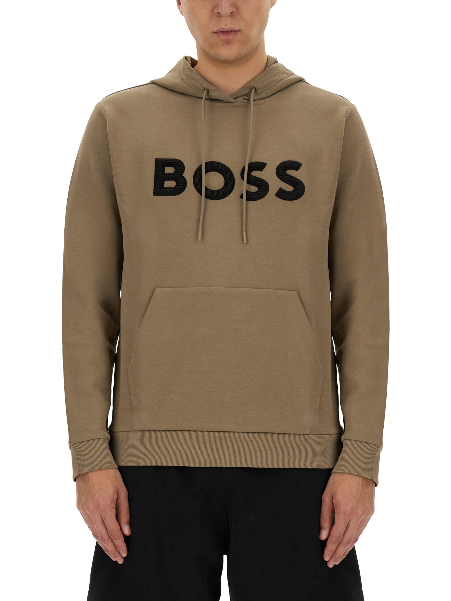 Shop Hugo Boss Sweatshirt With Logo In Beige