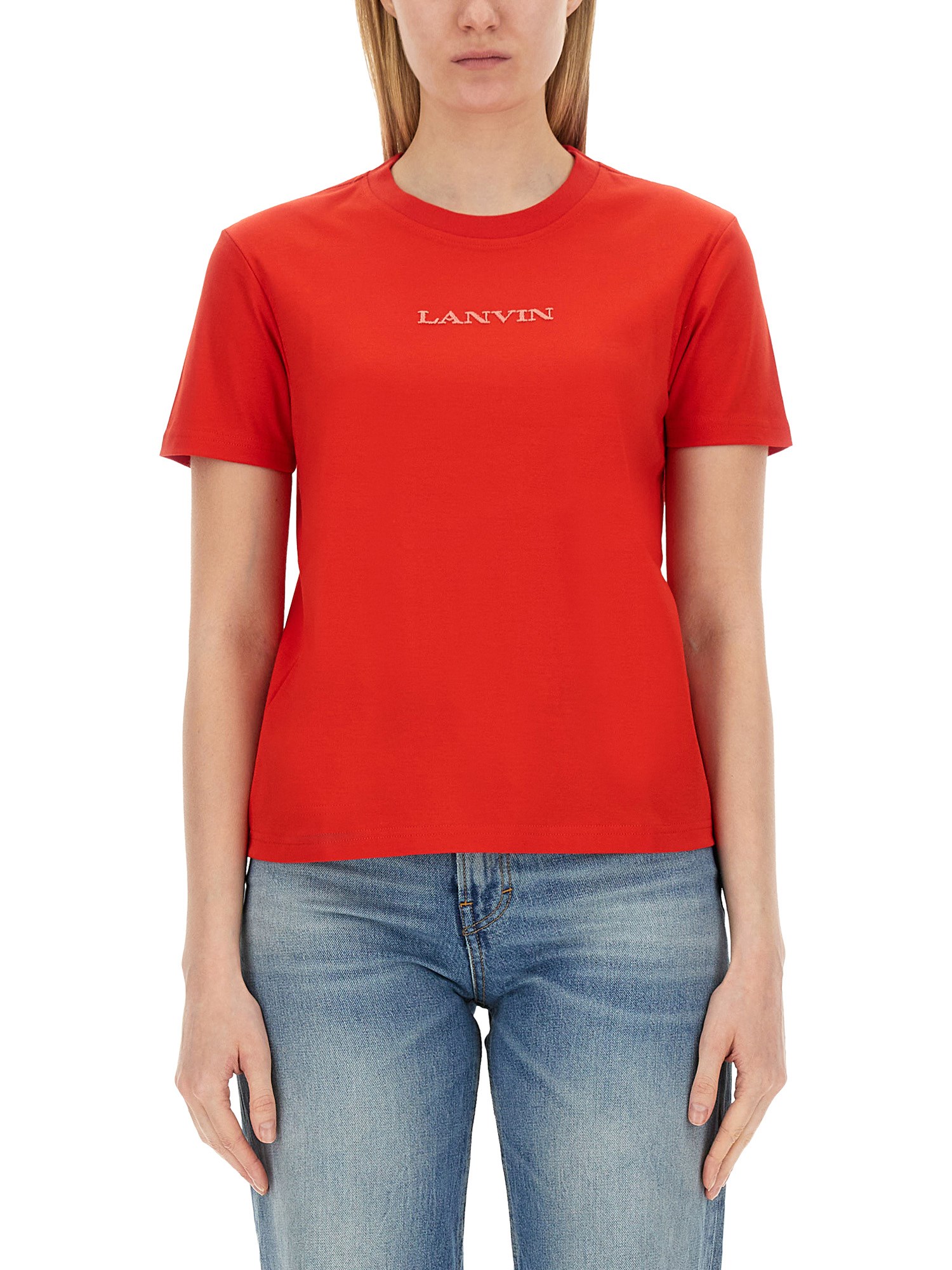 Shop Lanvin T-shirt With Logo In Red